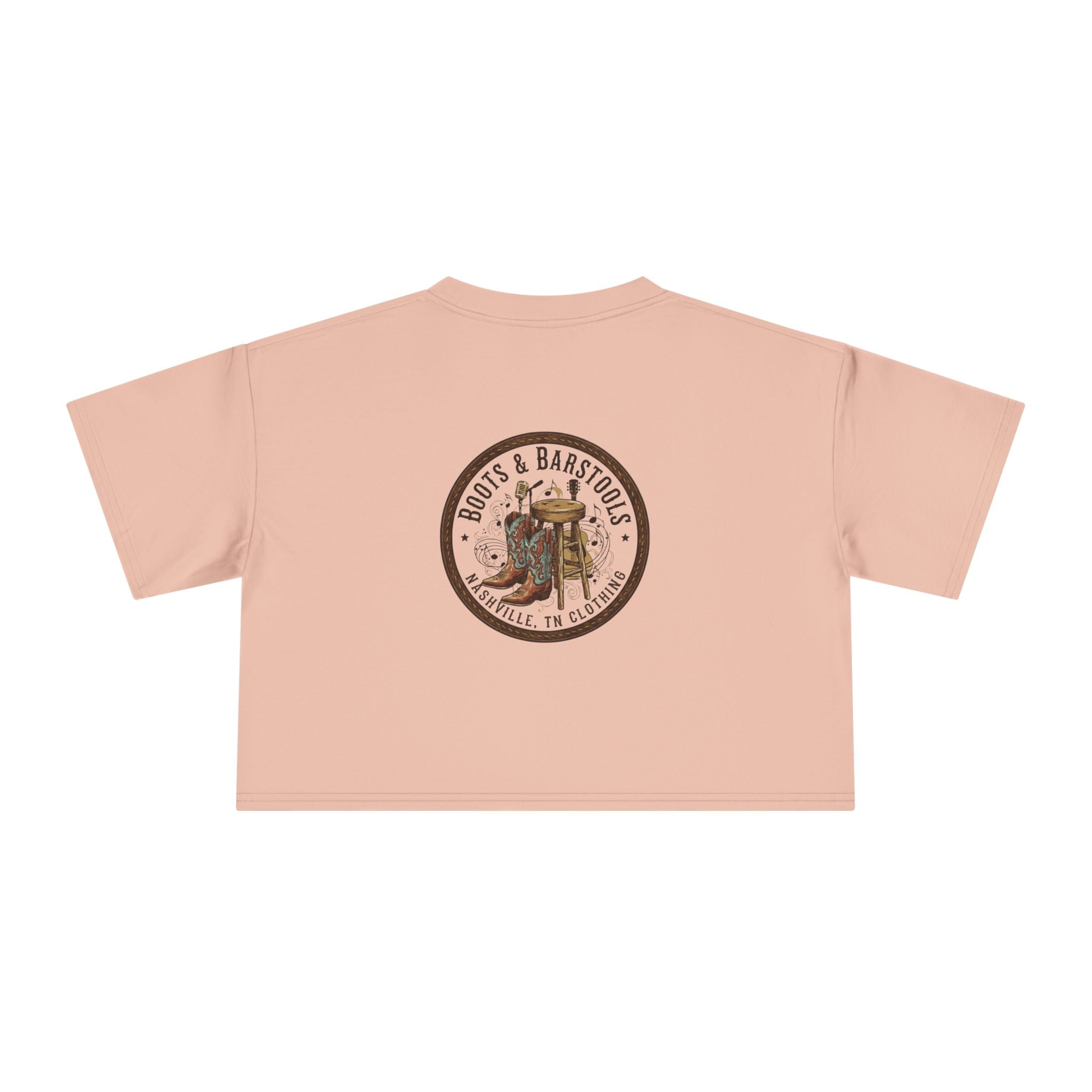 Western Boots & Barstools Crop Tee — Vintage Cowboy Rodeo Graphic