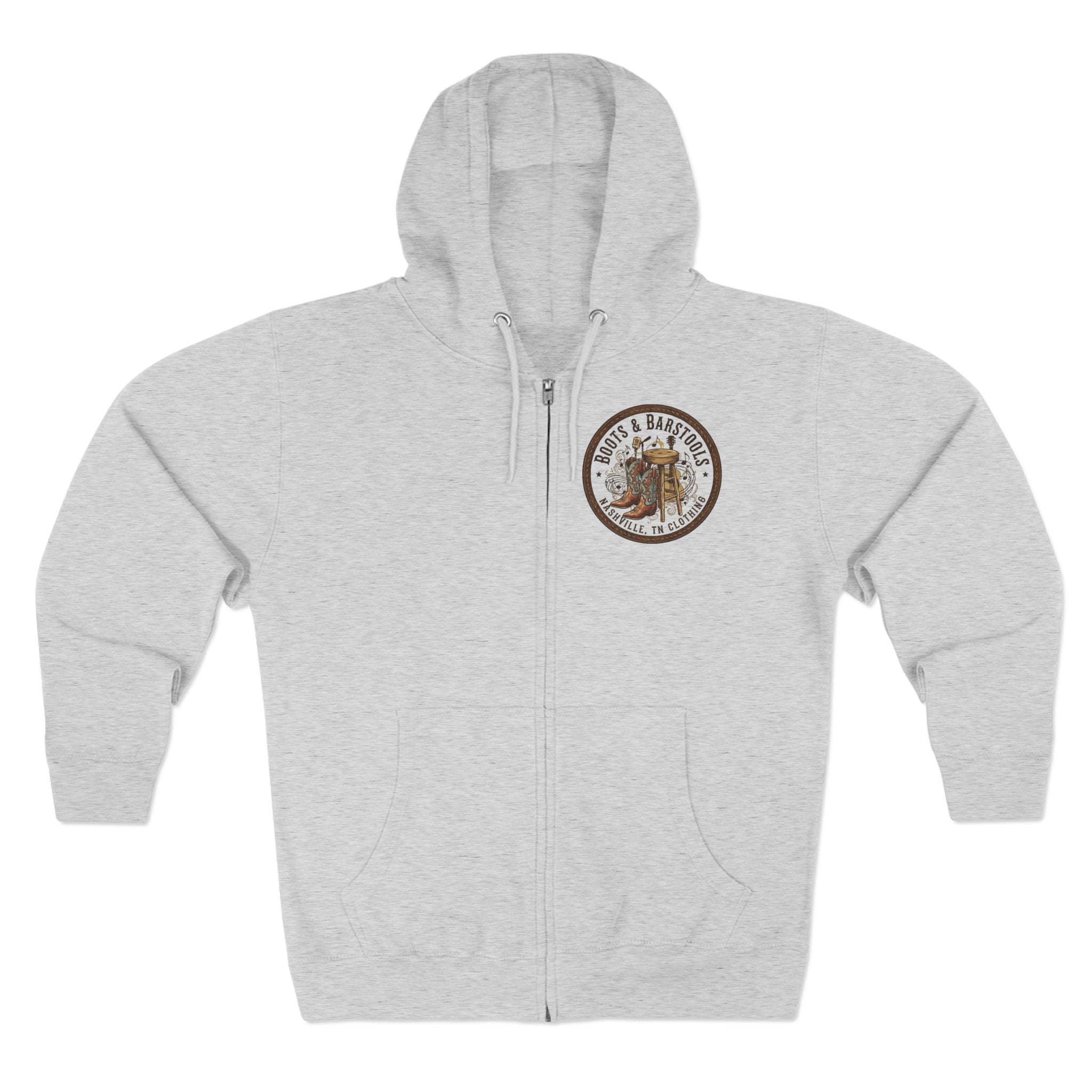 Nashville Memphis Americana Guitar Zip Hoodie — Vintage Flag Music Design