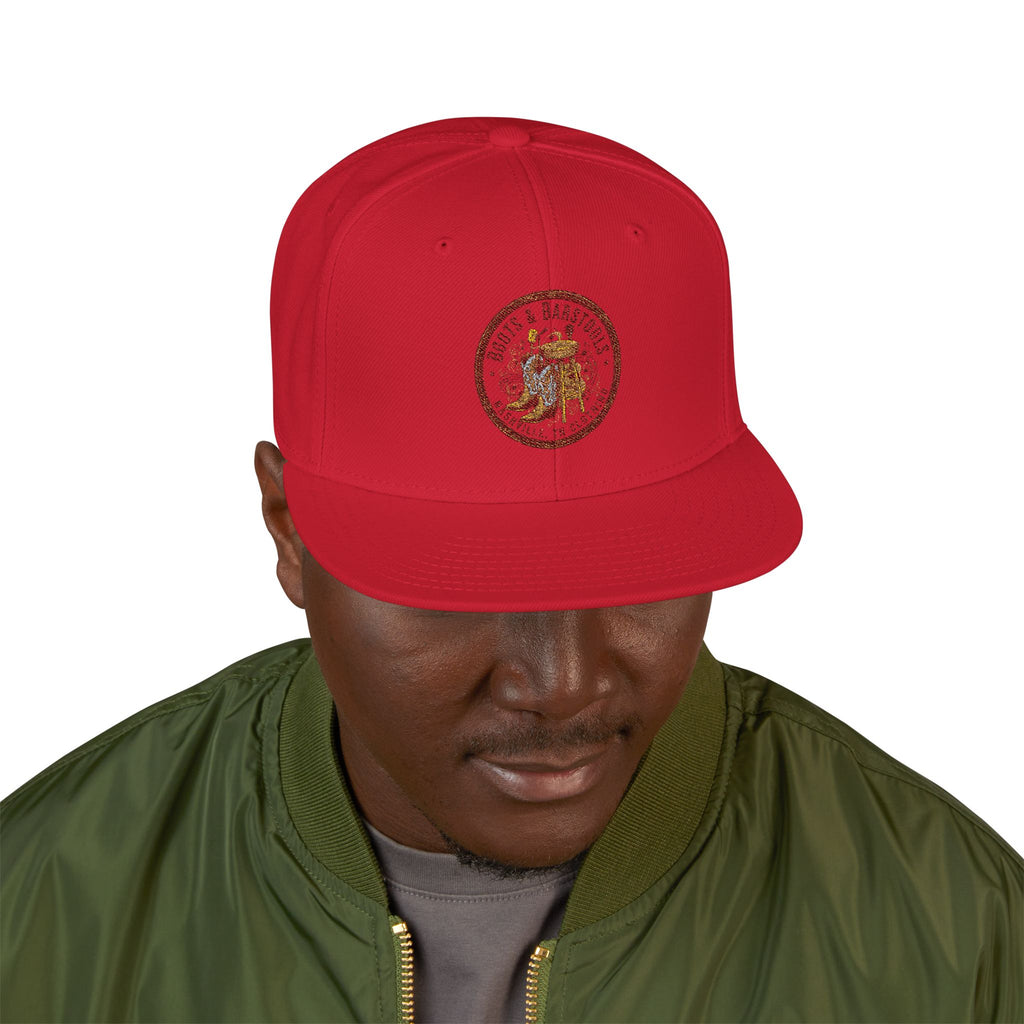 Embroidered Lion Crest Snapback Hat — Classic White & Black Baseball Cap