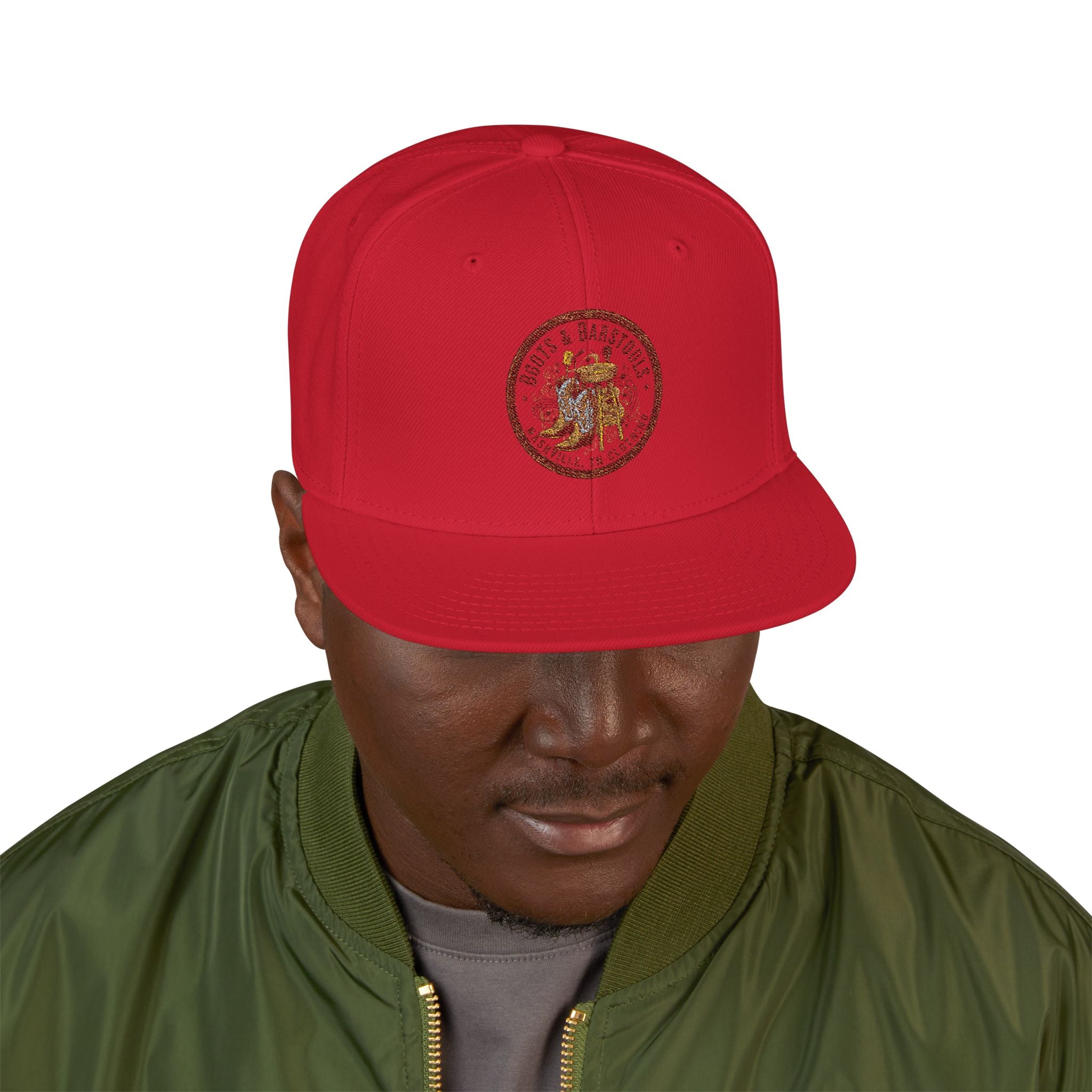 Embroidered Lion Crest Snapback Hat — Classic White & Black Baseball Cap