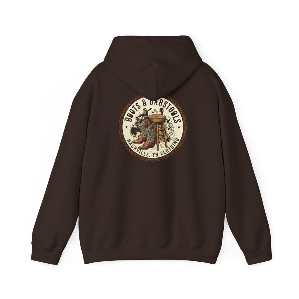 Boots & Barstools Retro Logo Hoodie — Nashville Bar Pub Sweatshirt
