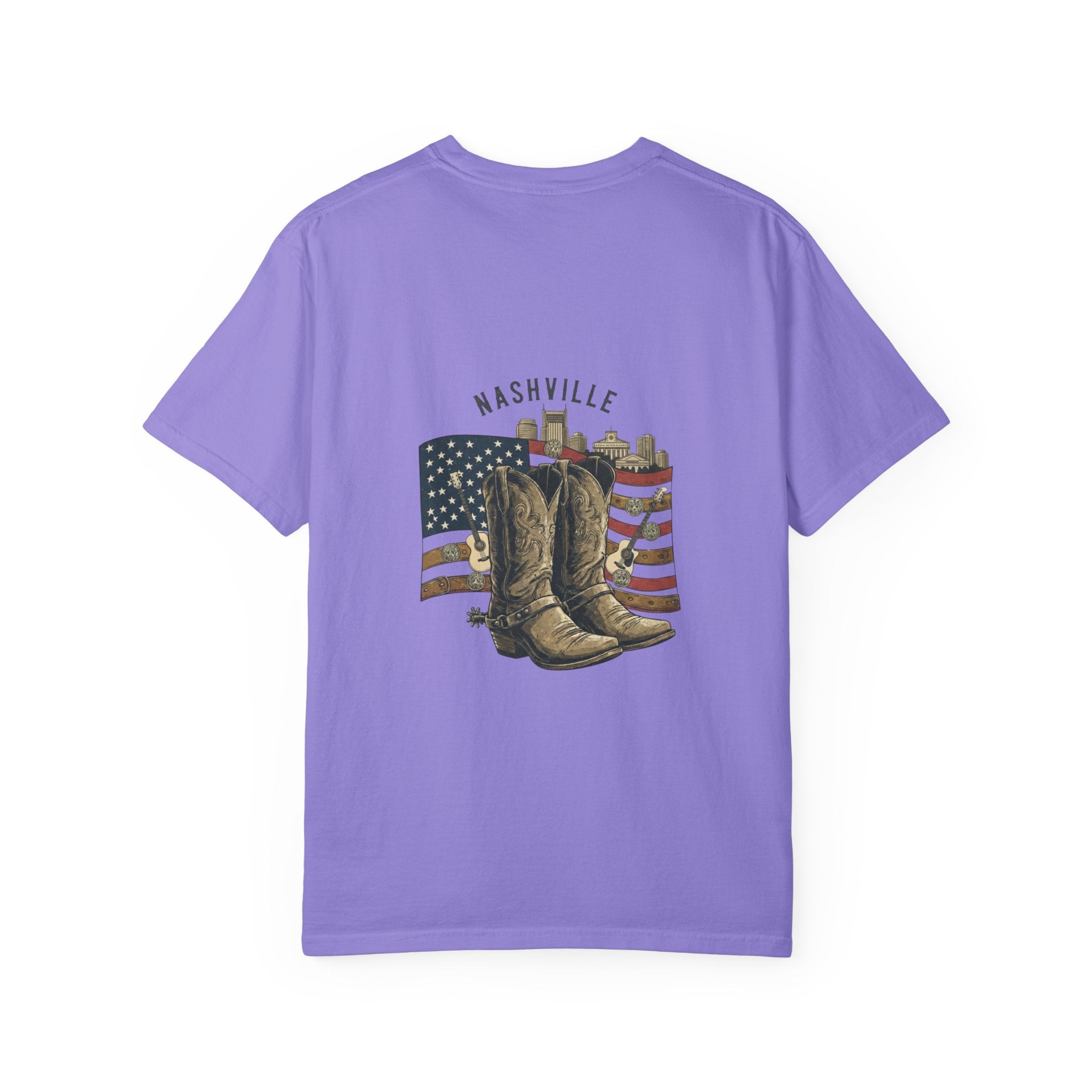 Nashville Cowboy Boots T-Shirt — Vintage American Flag Graphic