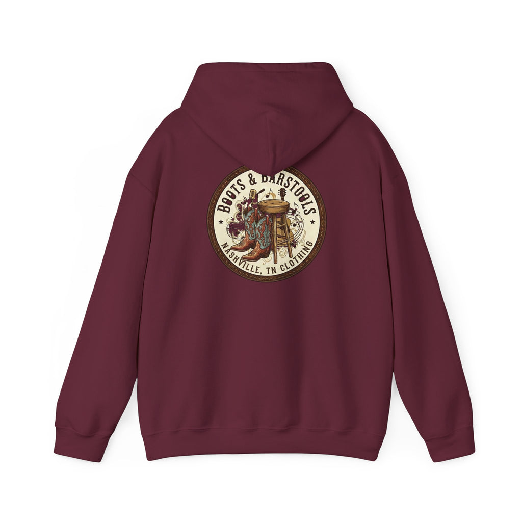 Boots & Barstools Retro Logo Hoodie — Nashville Bar Pub Sweatshirt