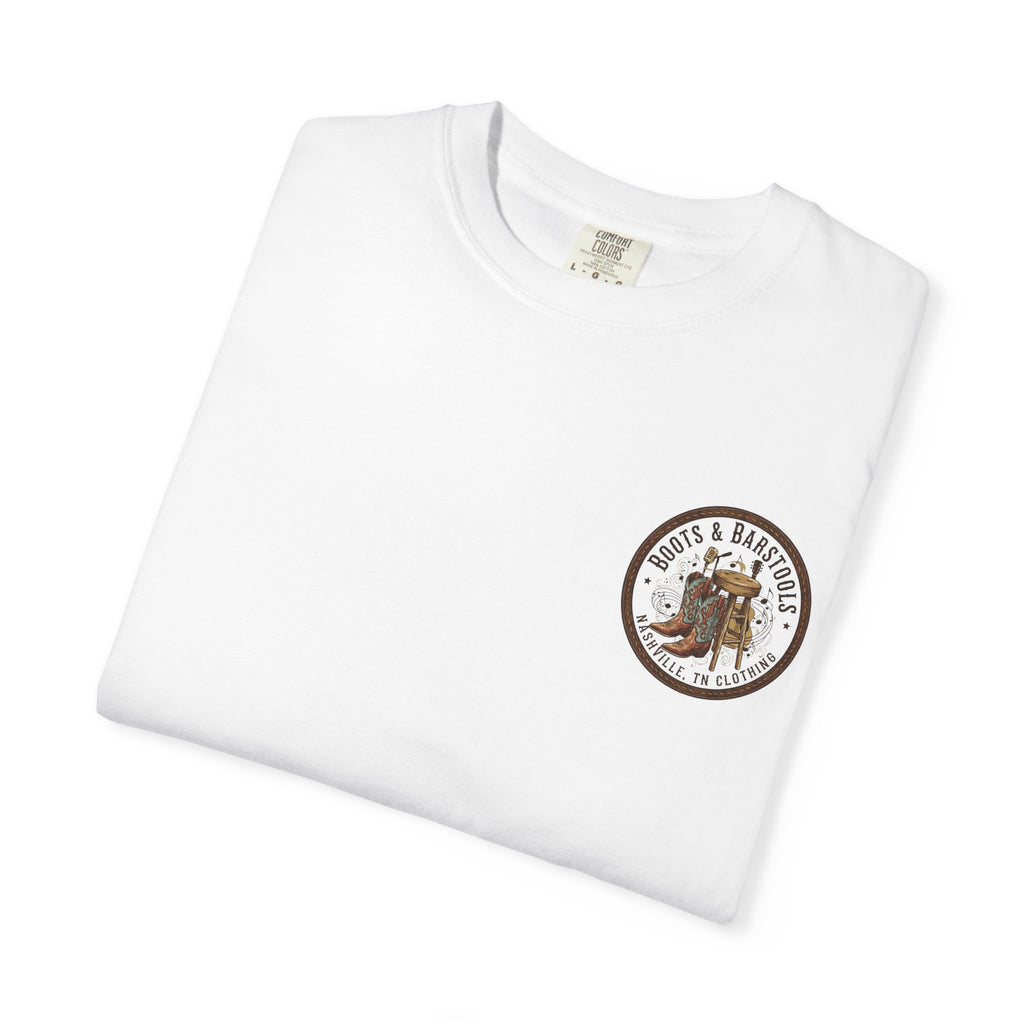 Nashville Cowboy Boots T-Shirt — Vintage American Flag Graphic
