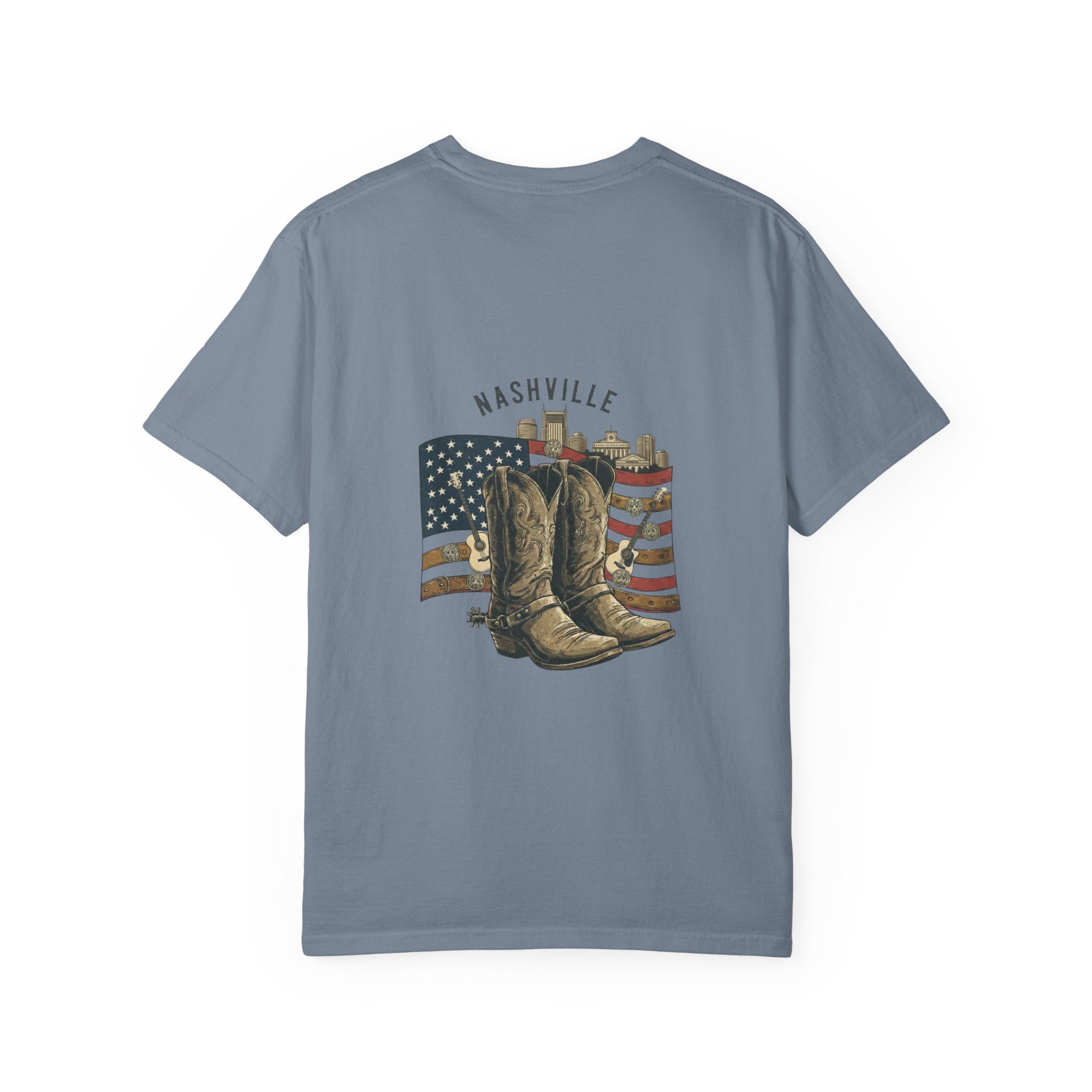 Nashville Cowboy Boots T-Shirt — Vintage American Flag Graphic