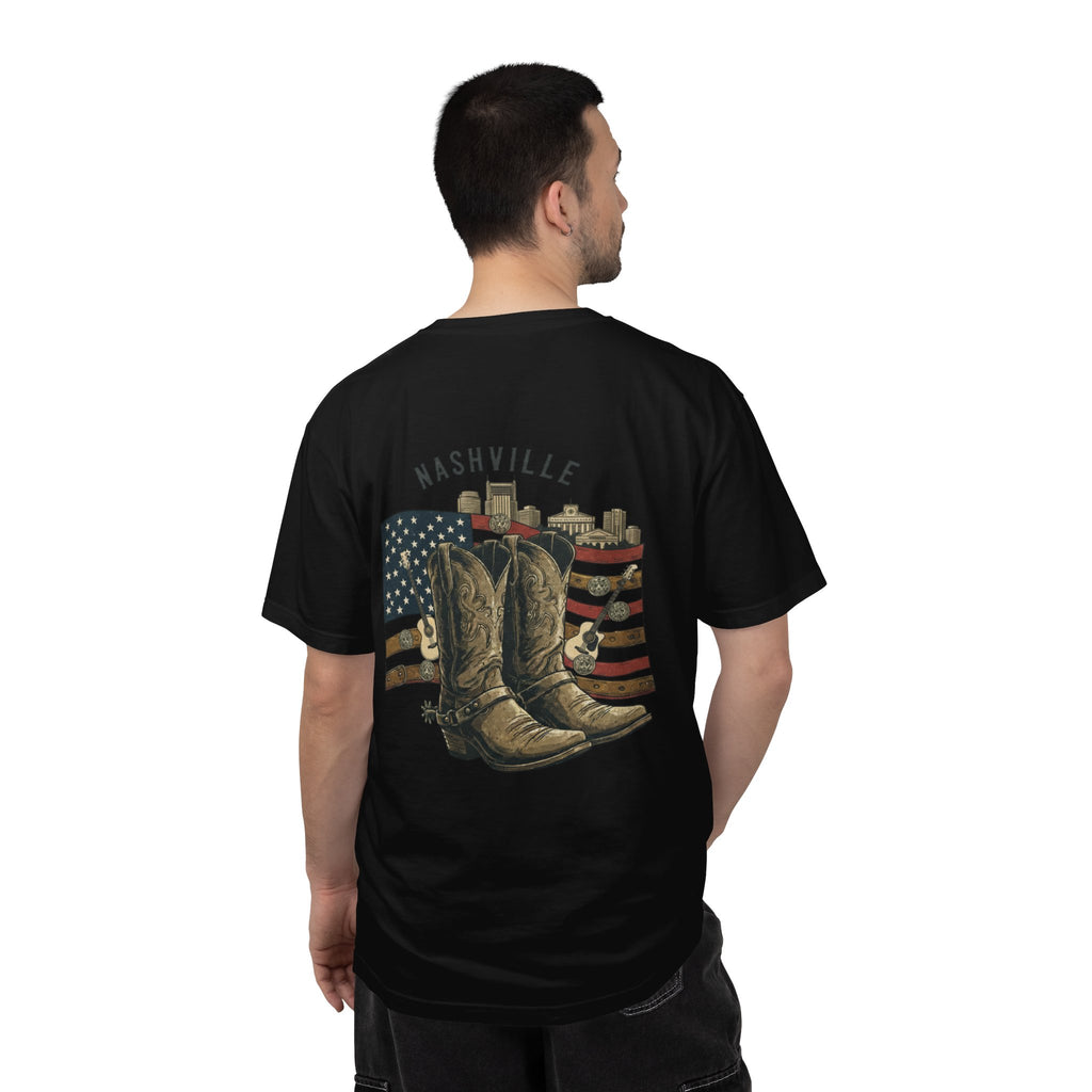 Nashville Cowboy Boots T-Shirt — Vintage American Flag Graphic