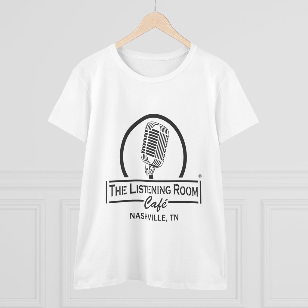 Woman’s Listening Room Café Nashville T‑Shirt — Retro Microphone Logo Tee
