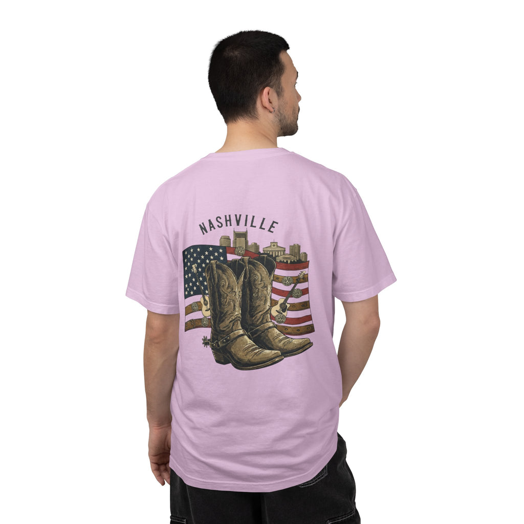 Nashville Cowboy Boots T-Shirt — Vintage American Flag Graphic