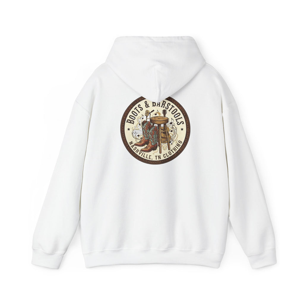 Boots & Barstools Retro Logo Hoodie — Nashville Bar Pub Sweatshirt