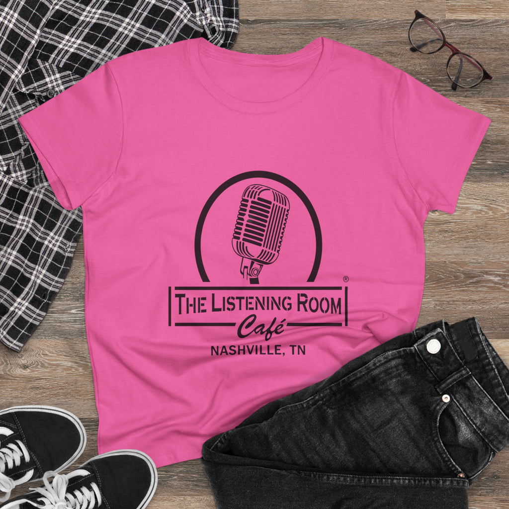 Woman’s Listening Room Café Nashville T‑Shirt — Retro Microphone Logo Tee