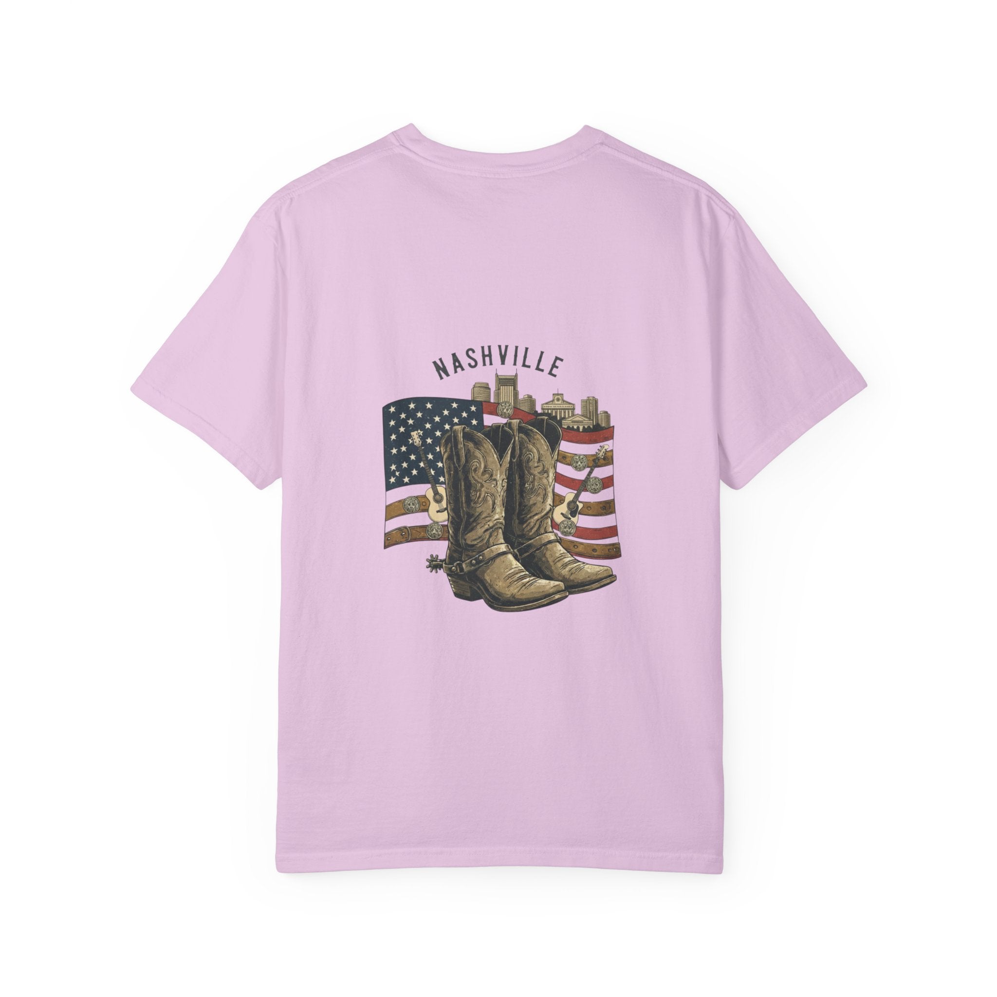 Nashville Cowboy Boots T-Shirt — Vintage American Flag Graphic