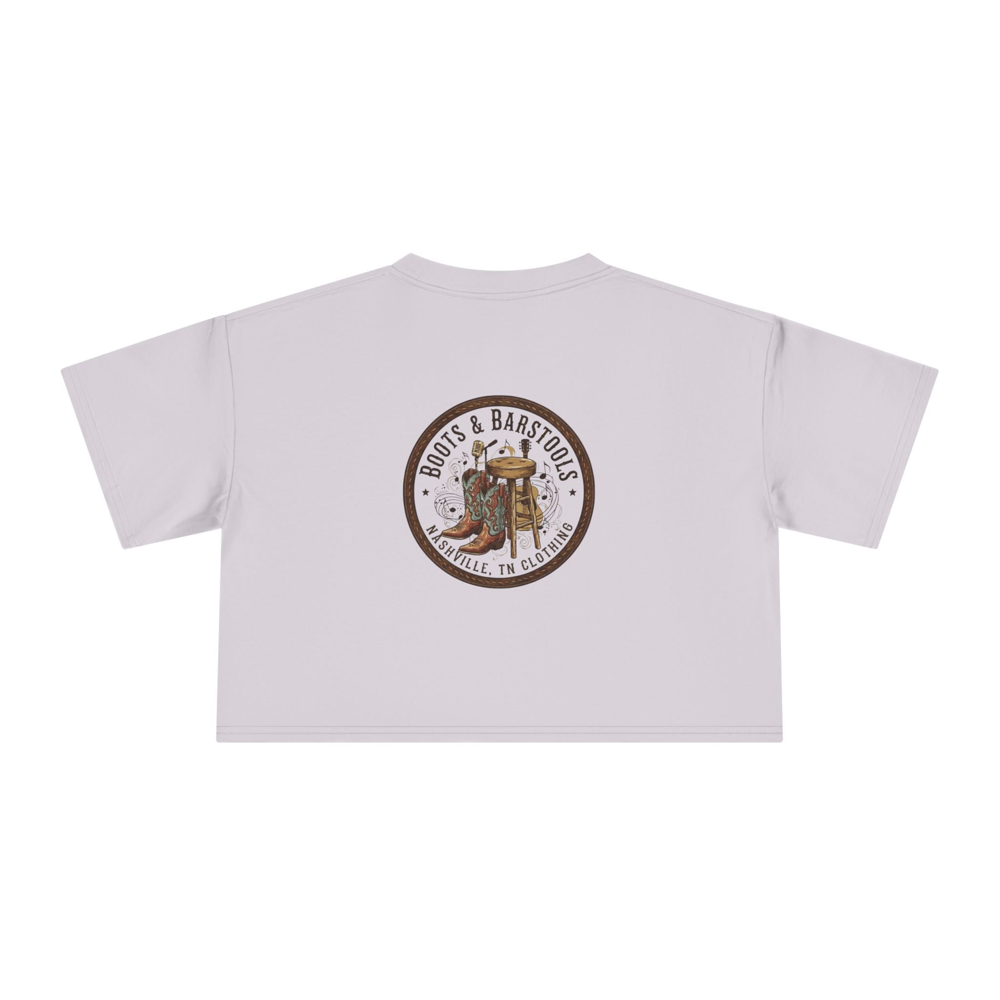 Western Boots & Barstools Crop Tee — Vintage Cowboy Rodeo Graphic