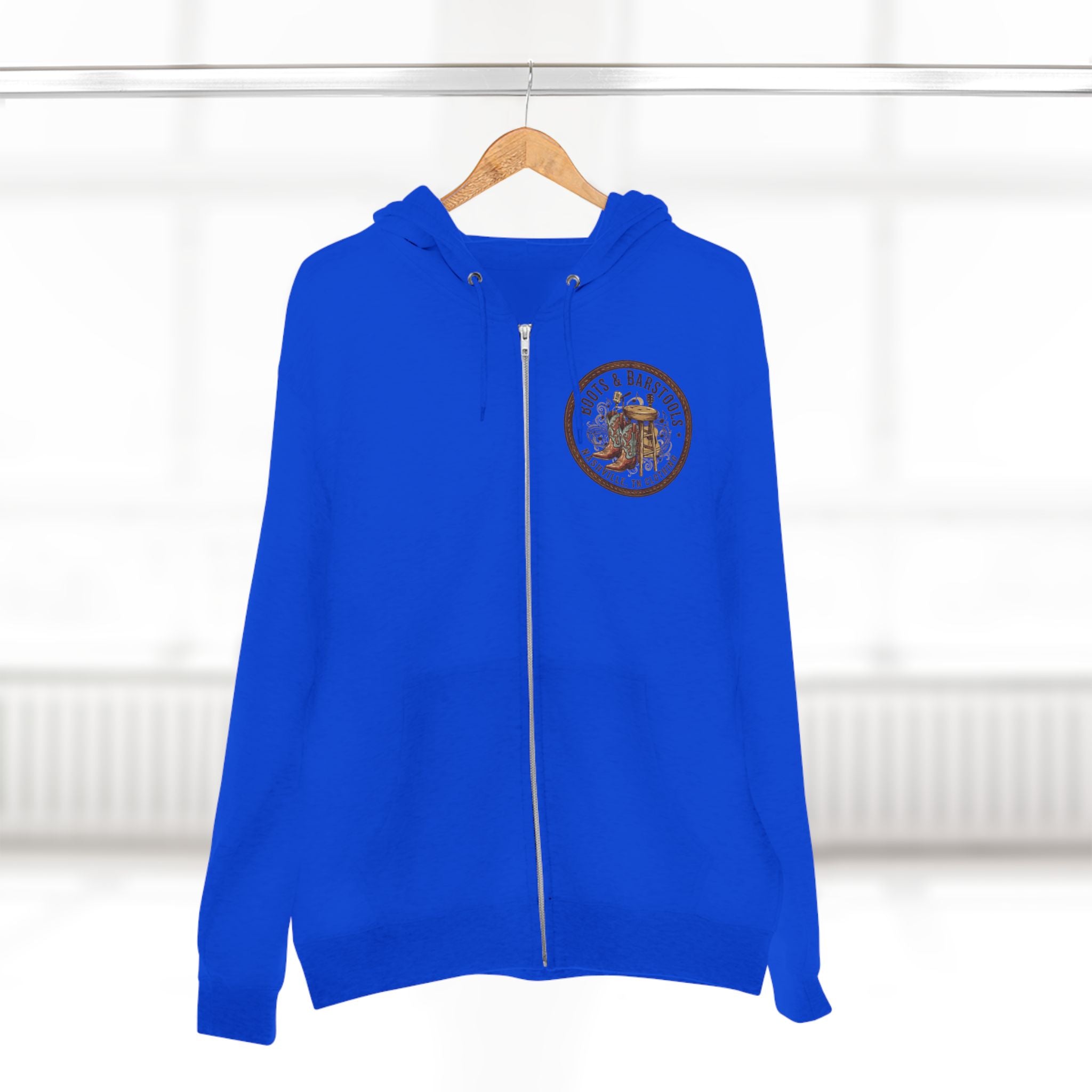 Nashville Memphis Americana Guitar Zip Hoodie — Vintage Flag Music Design