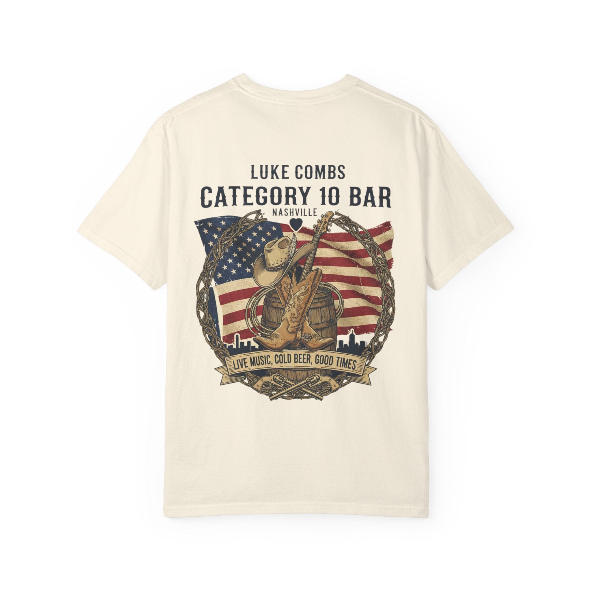 Luke Combs Category 10 Bar T-Shirt — Country Music American Flag Guitar Design