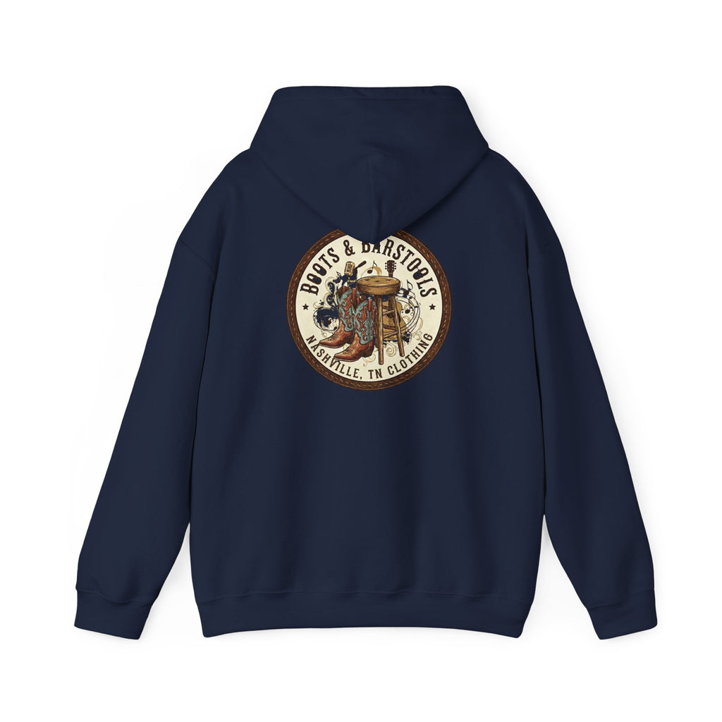 Boots & Barstools Retro Logo Hoodie — Nashville Bar Pub Sweatshirt
