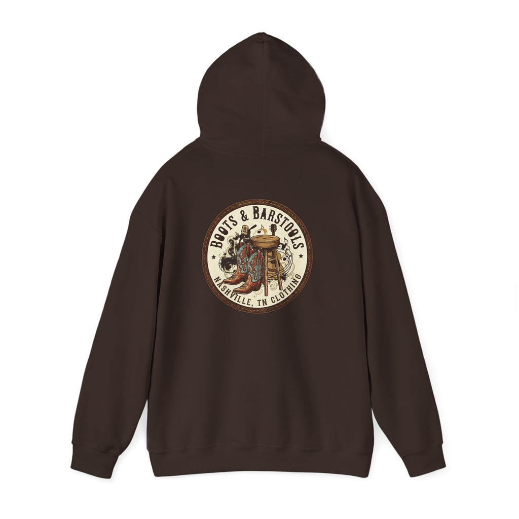 Boots & Barstools Retro Logo Hoodie — Nashville Bar Pub Sweatshirt