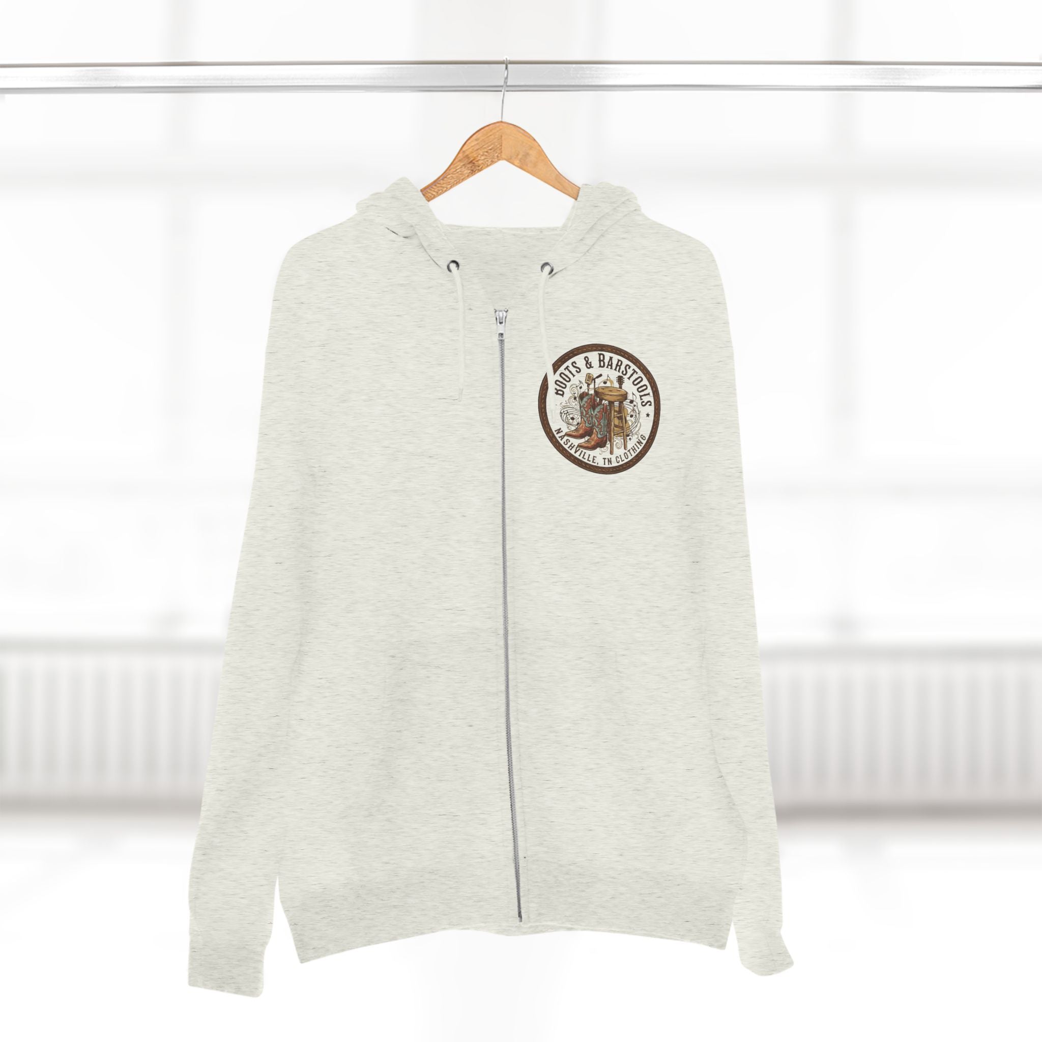 Nashville Memphis Americana Guitar Zip Hoodie — Vintage Flag Music Design