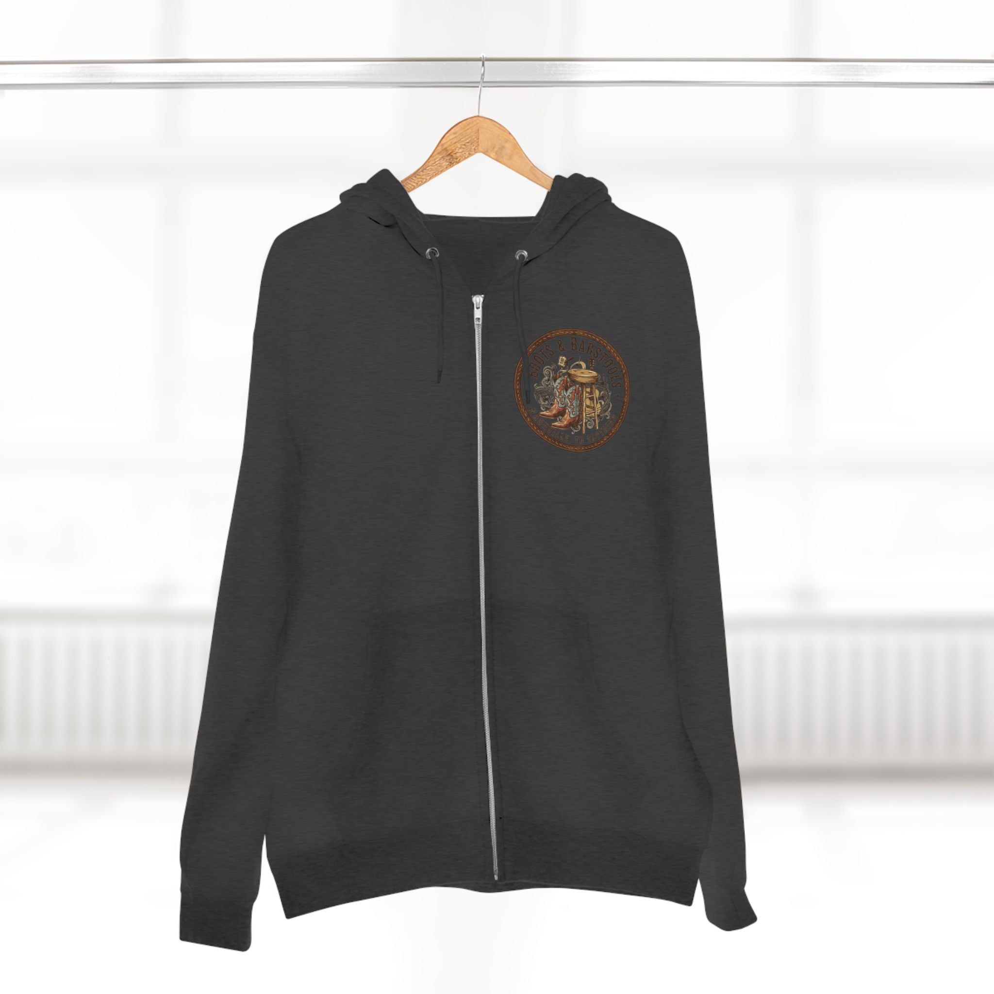 Nashville Memphis Americana Guitar Zip Hoodie — Vintage Flag Music Design