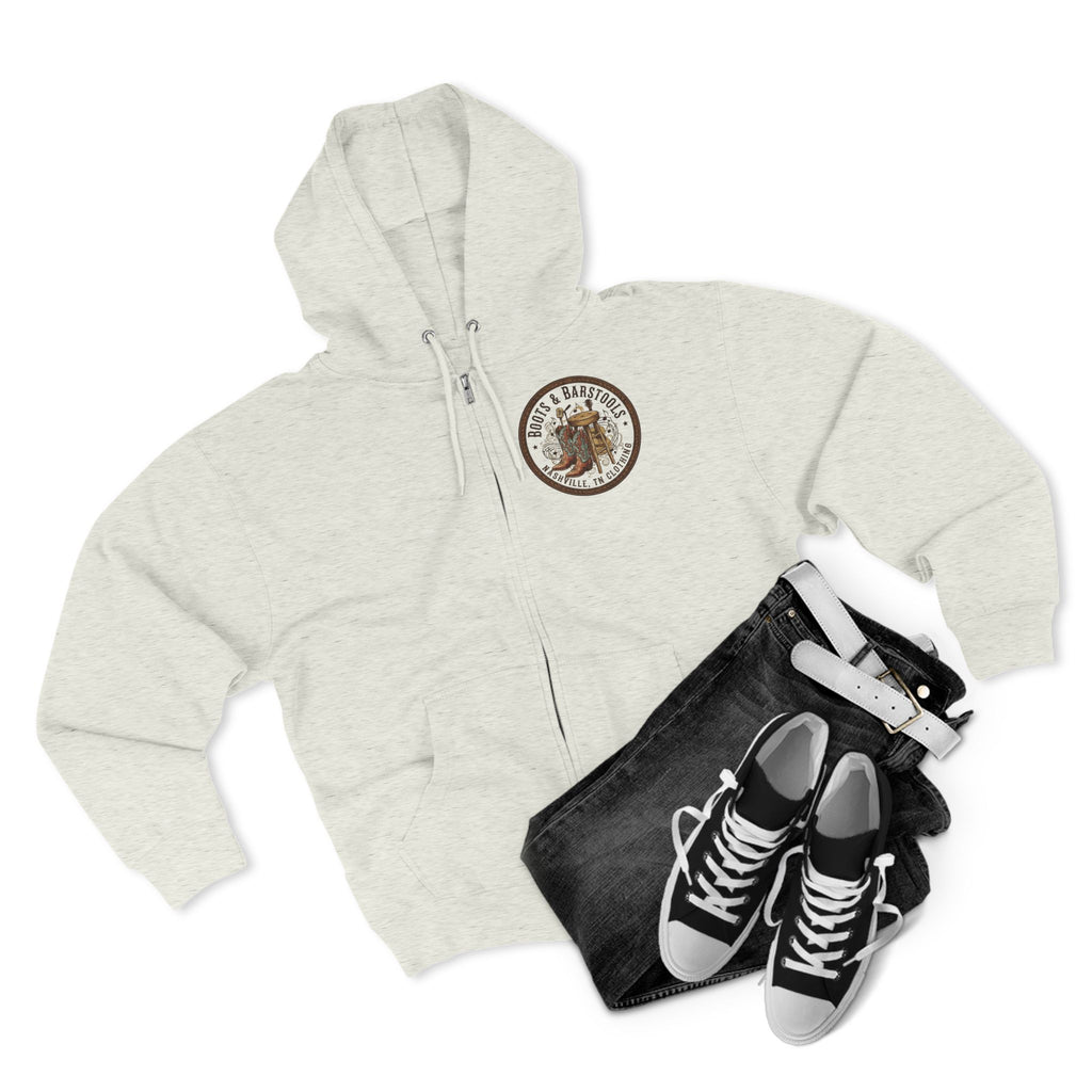 Nashville Memphis Americana Guitar Zip Hoodie — Vintage Flag Music Design