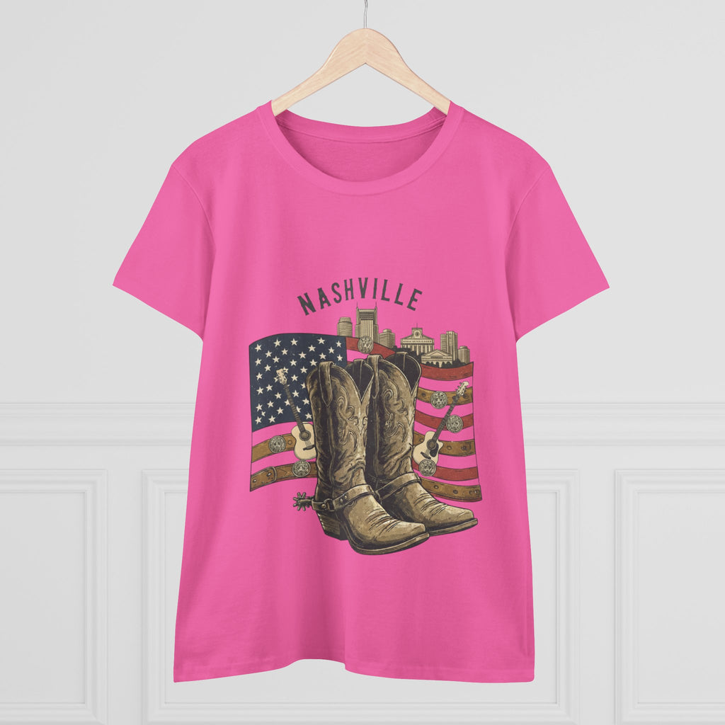 Woman’s Nashville Cowboy Boots Tee — American Flag Western Women's T-Shirt