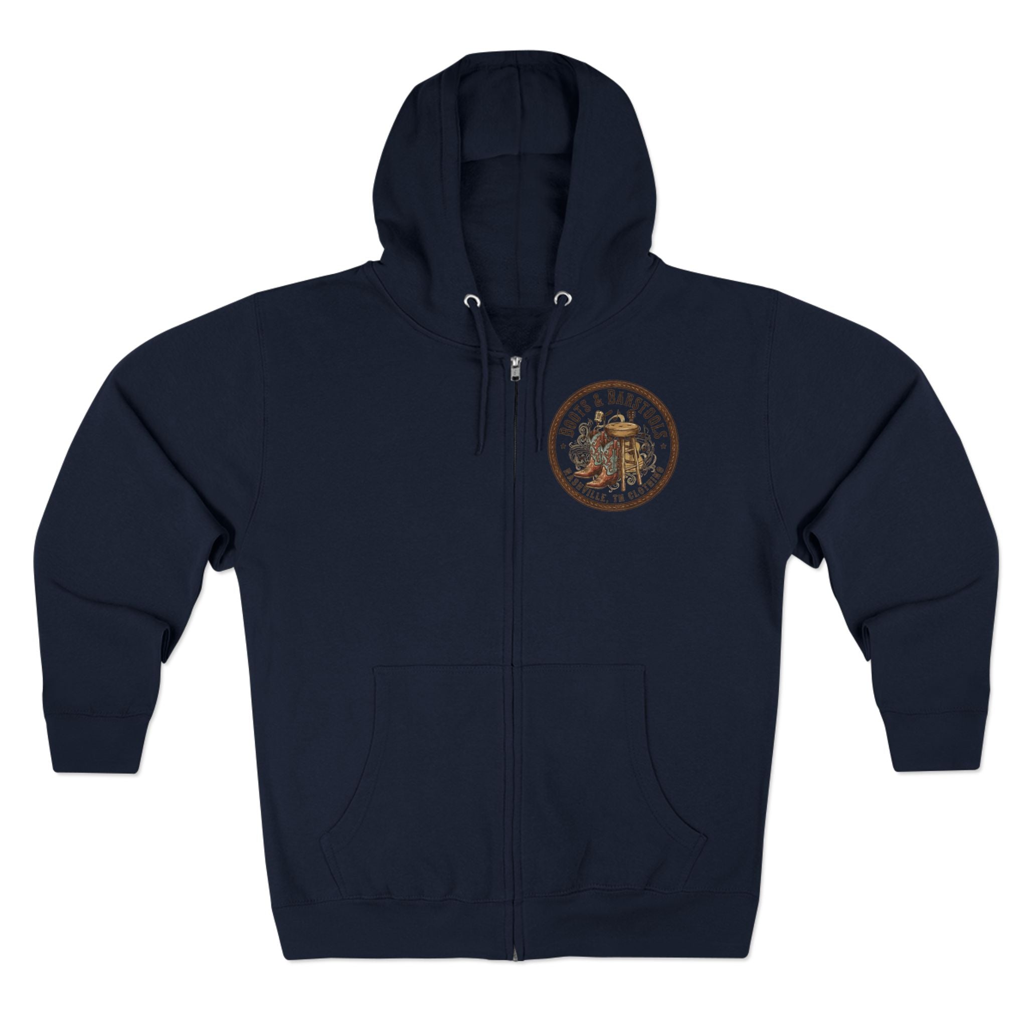 Nashville Memphis Americana Guitar Zip Hoodie — Vintage Flag Music Design