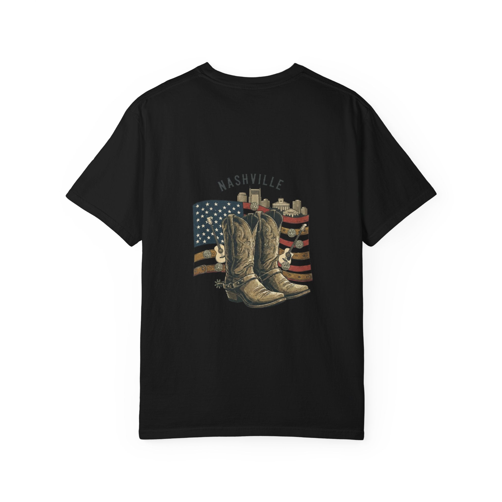 Nashville Cowboy Boots T-Shirt — Vintage American Flag Graphic
