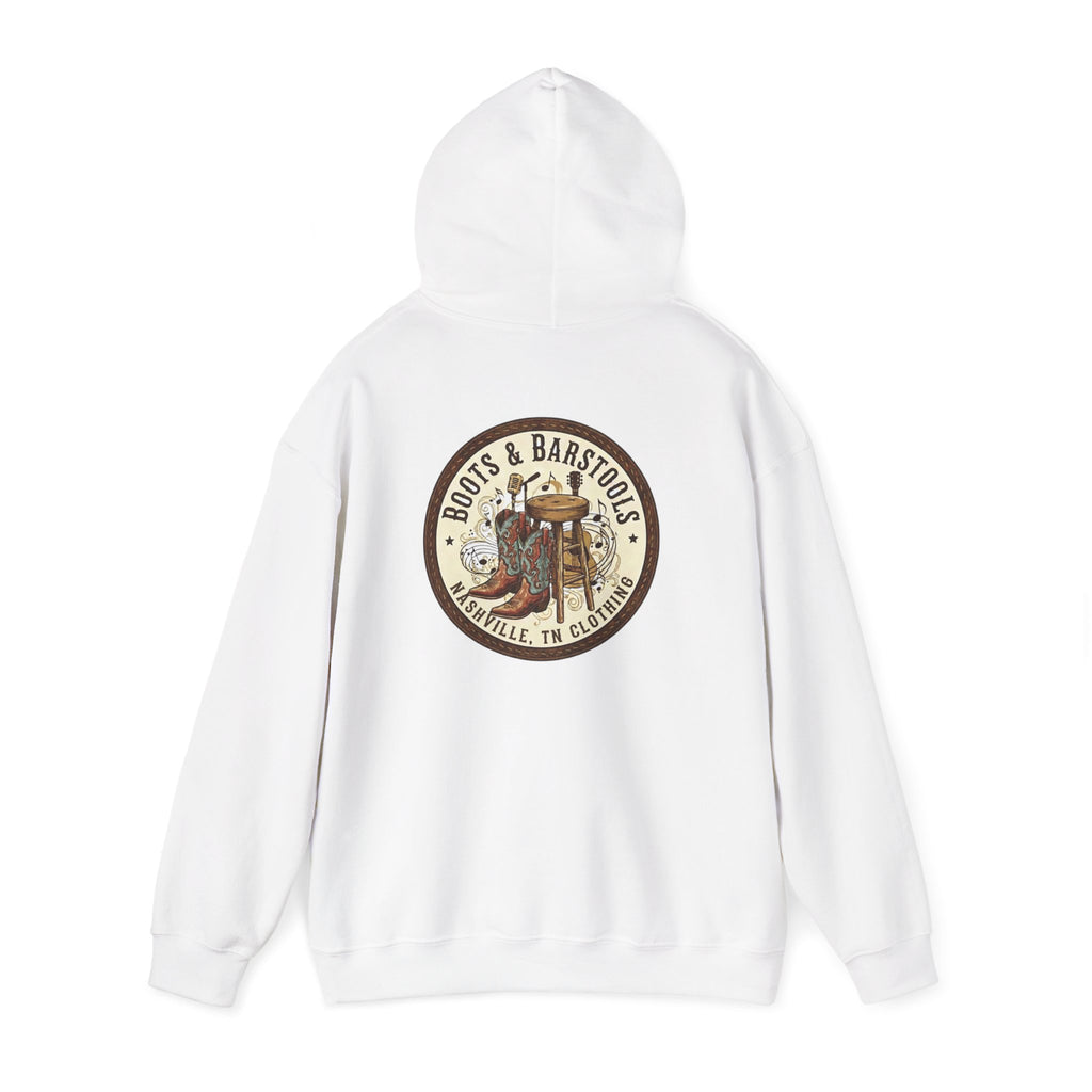 Boots & Barstools Retro Logo Hoodie — Nashville Bar Pub Sweatshirt