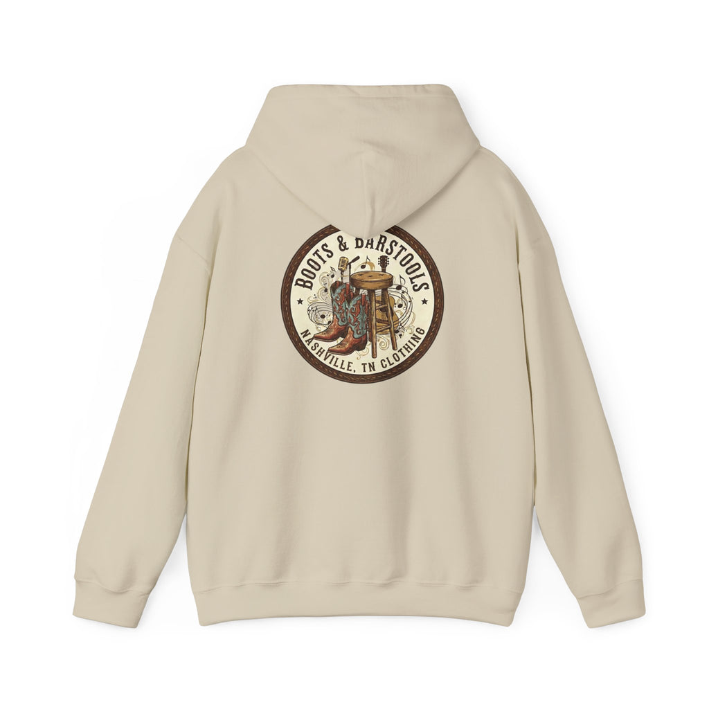 Boots & Barstools Retro Logo Hoodie — Nashville Bar Pub Sweatshirt