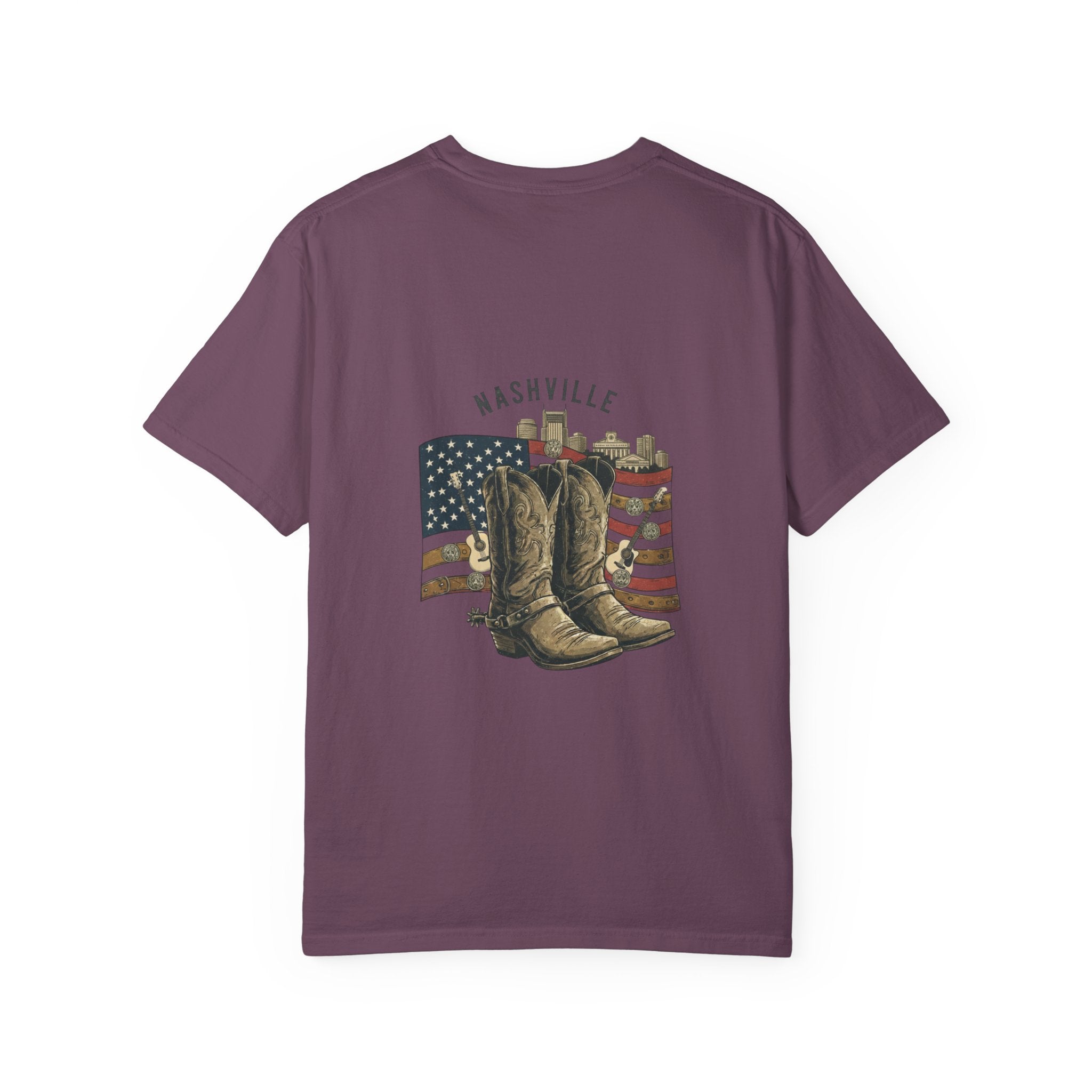 Nashville Cowboy Boots T-Shirt — Vintage American Flag Graphic