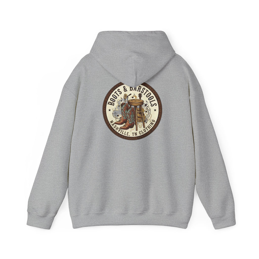 Boots & Barstools Retro Logo Hoodie — Nashville Bar Pub Sweatshirt