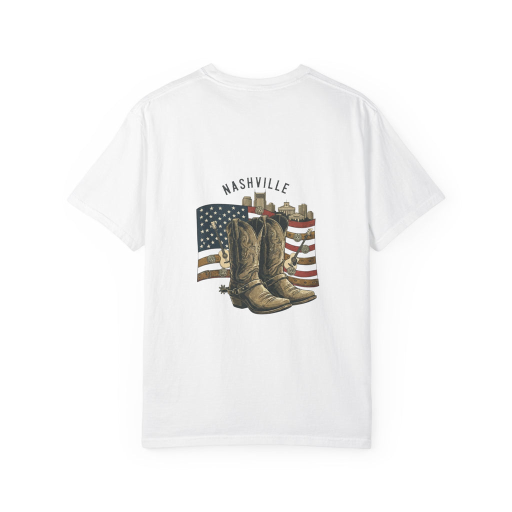 Nashville Cowboy Boots T-Shirt — Vintage American Flag Graphic