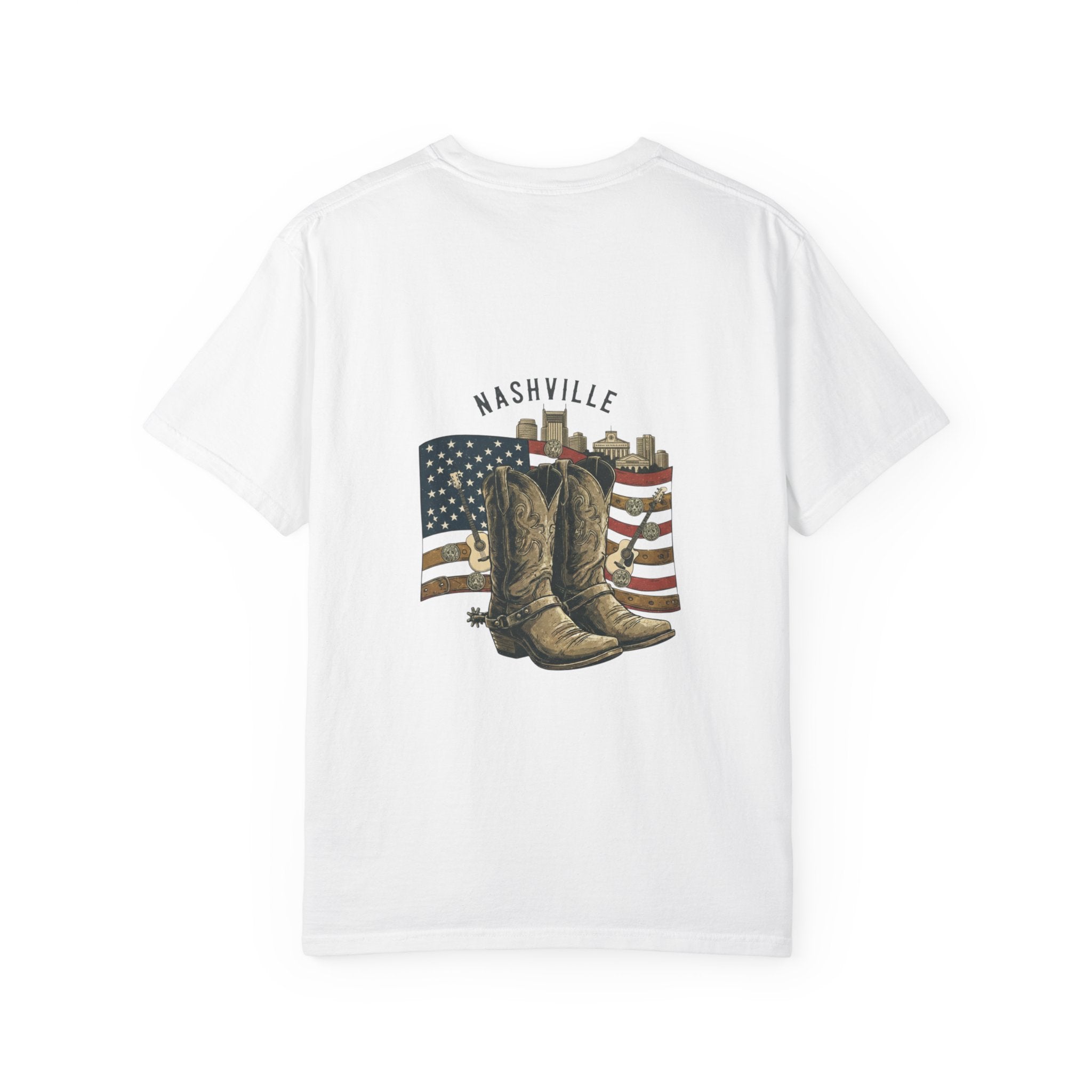 Nashville Cowboy Boots T-Shirt — Vintage American Flag Graphic