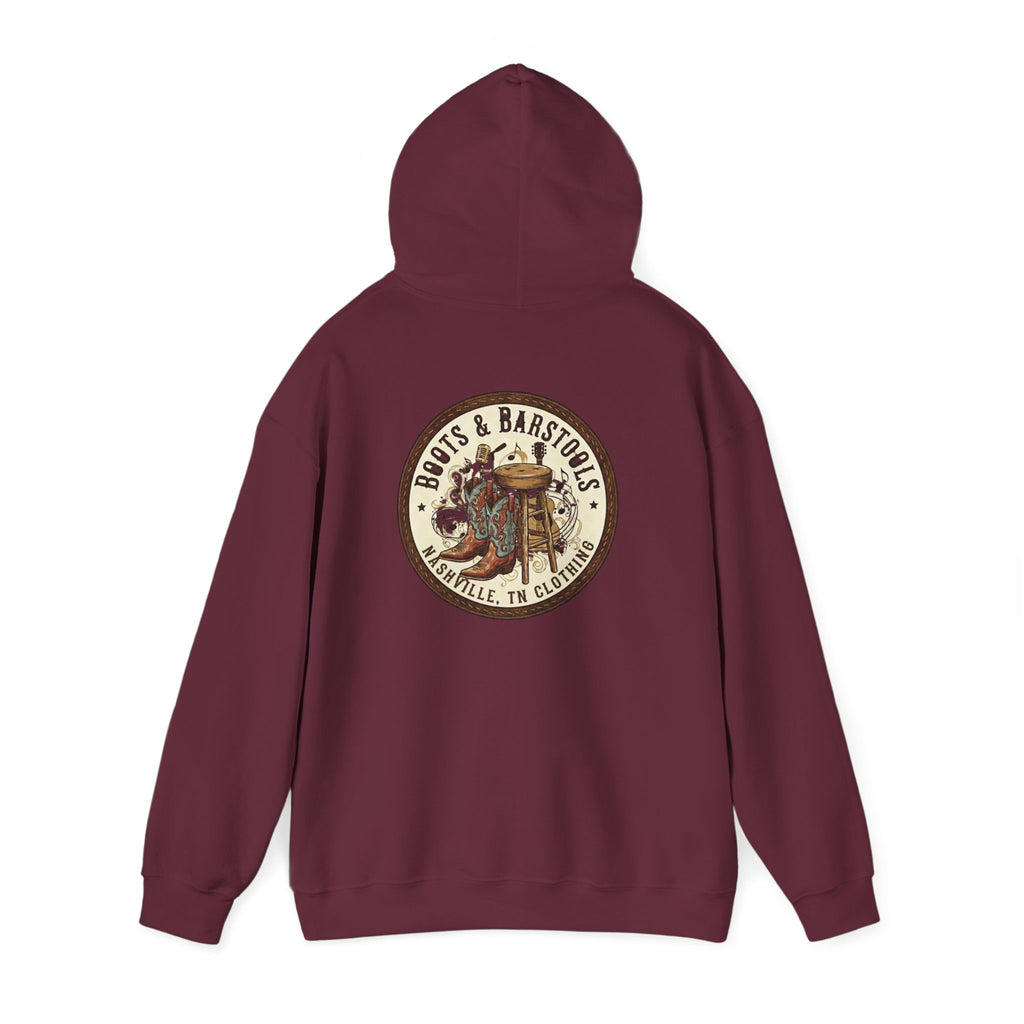 Boots & Barstools Retro Logo Hoodie — Nashville Bar Pub Sweatshirt