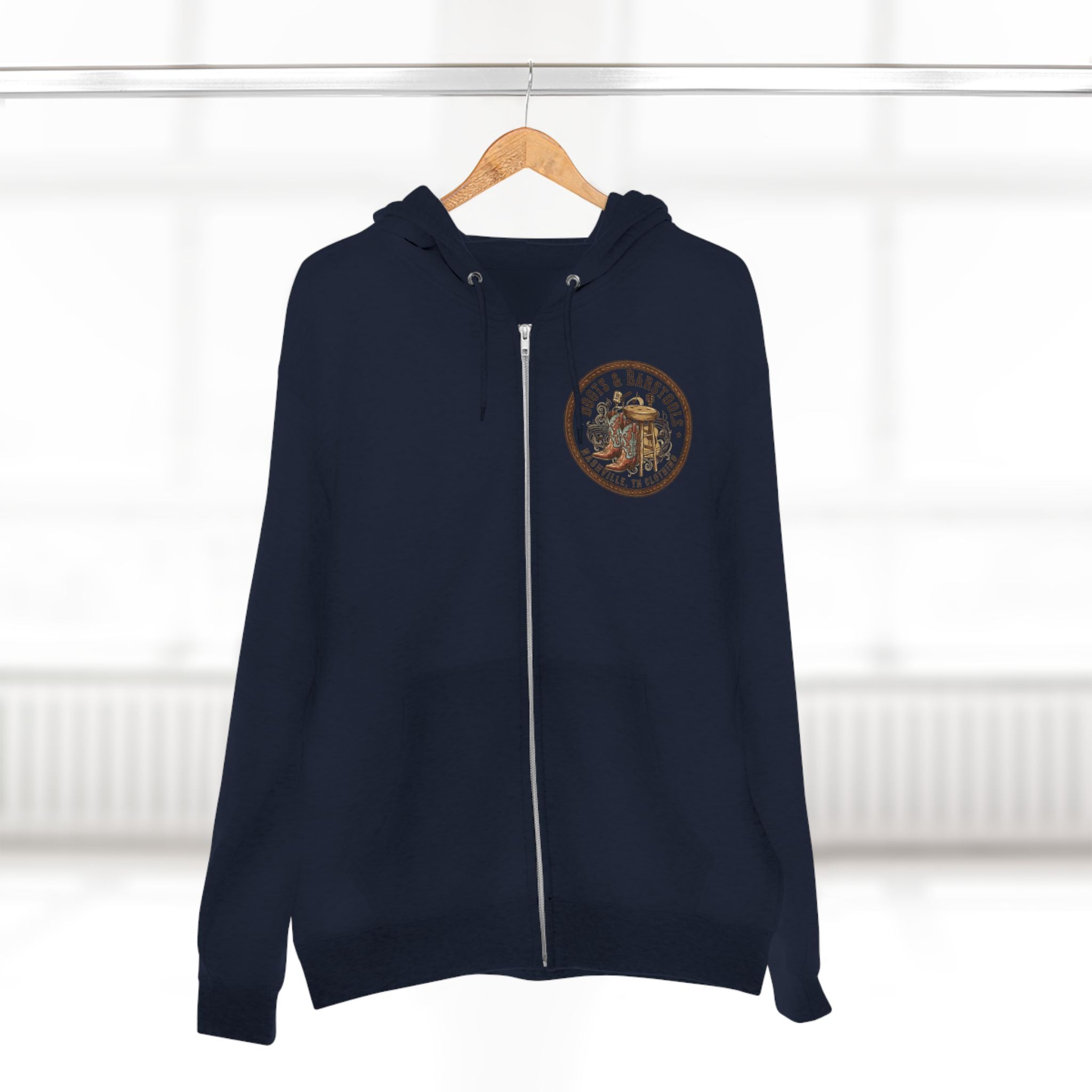 Nashville Memphis Americana Guitar Zip Hoodie — Vintage Flag Music Design