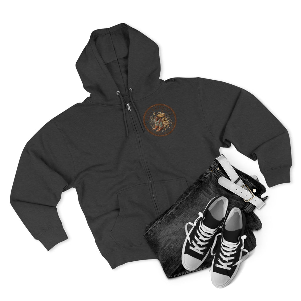 Nashville Memphis Americana Guitar Zip Hoodie — Vintage Flag Music Design