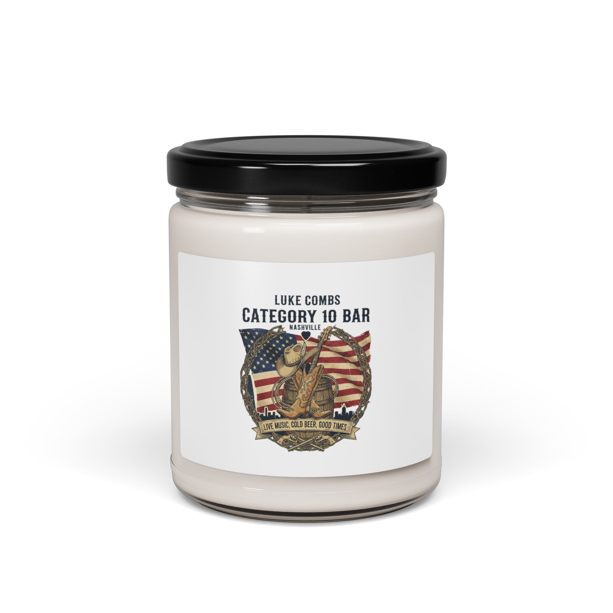 Soy Candle — Luke Combs “Category 10 Bar” Patriotic Scented Candle (9oz)