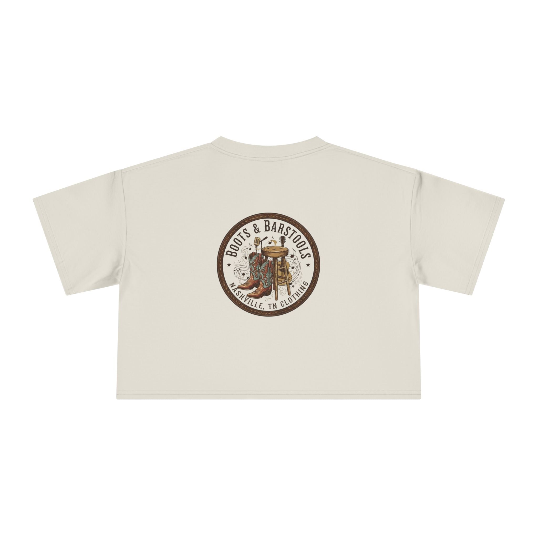 Western Boots & Barstools Crop Tee — Vintage Cowboy Rodeo Graphic