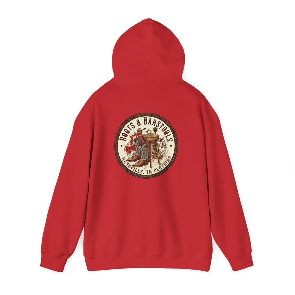 Boots & Barstools Retro Logo Hoodie — Nashville Bar Pub Sweatshirt