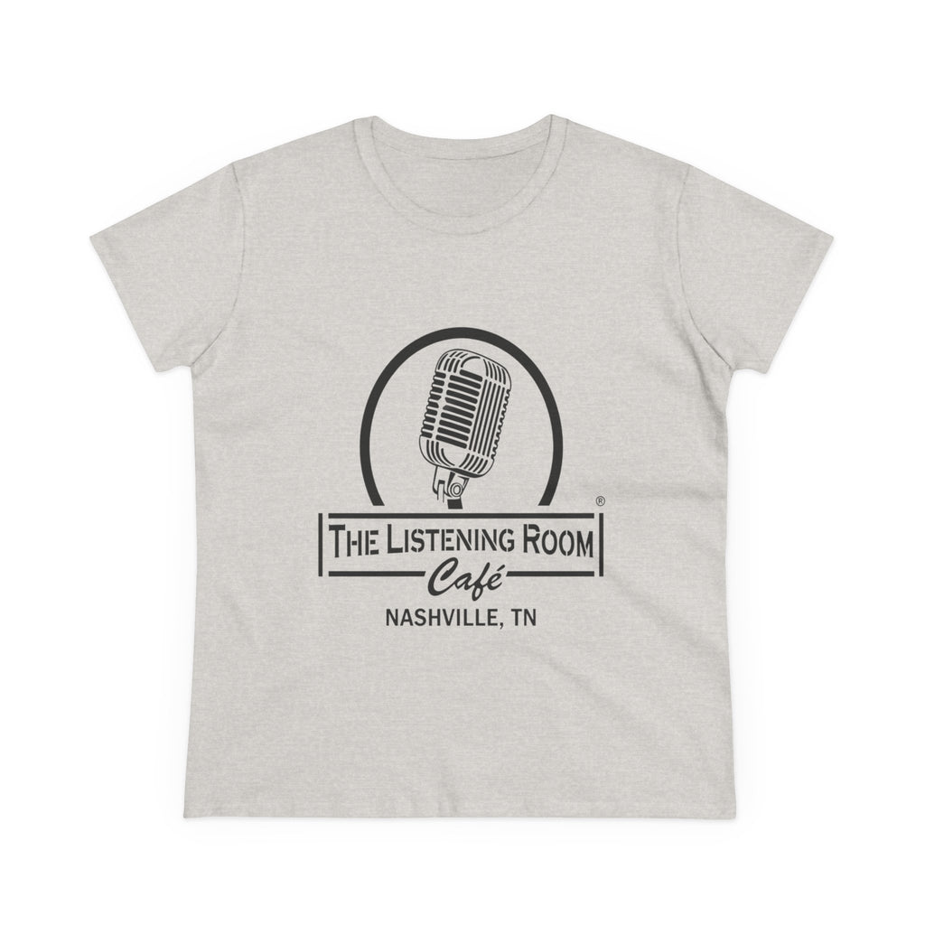 Woman’s Listening Room Café Nashville T‑Shirt — Retro Microphone Logo Tee