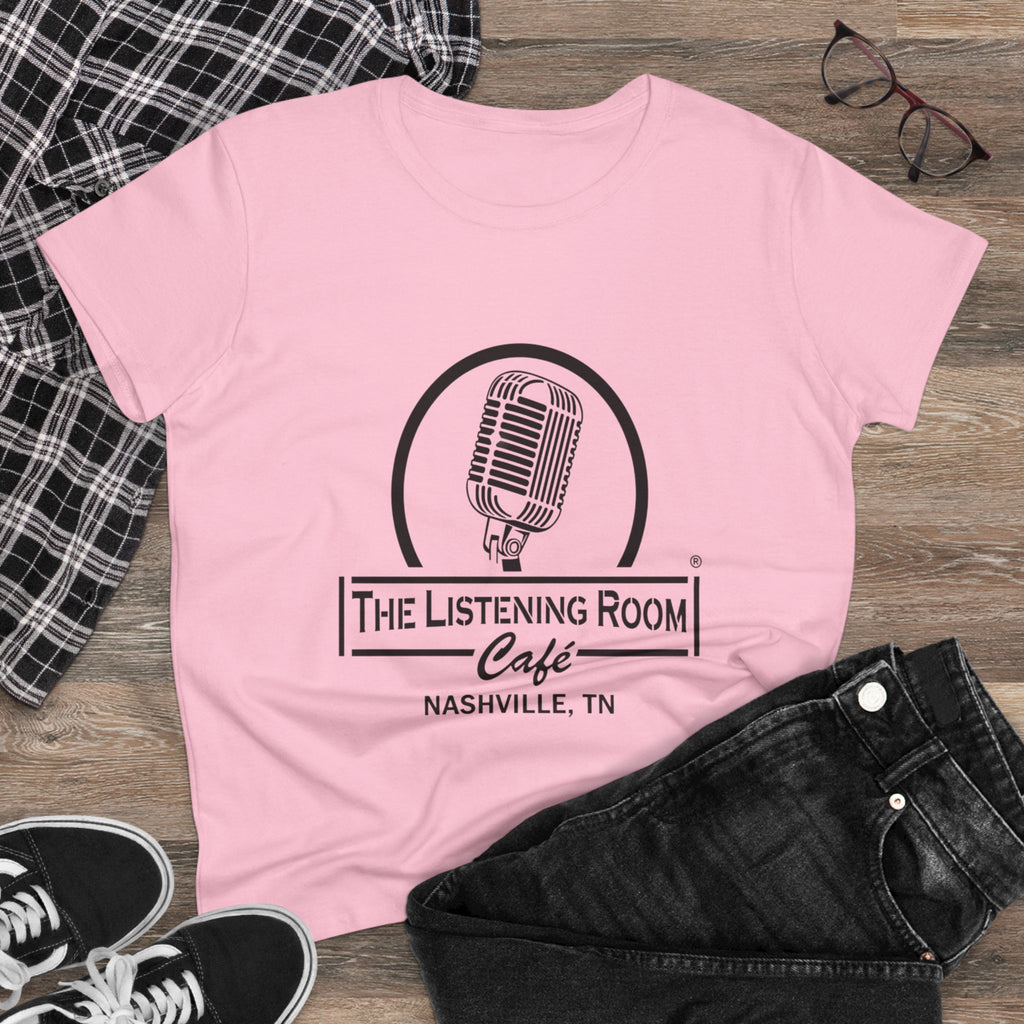 Woman’s Listening Room Café Nashville T‑Shirt — Retro Microphone Logo Tee