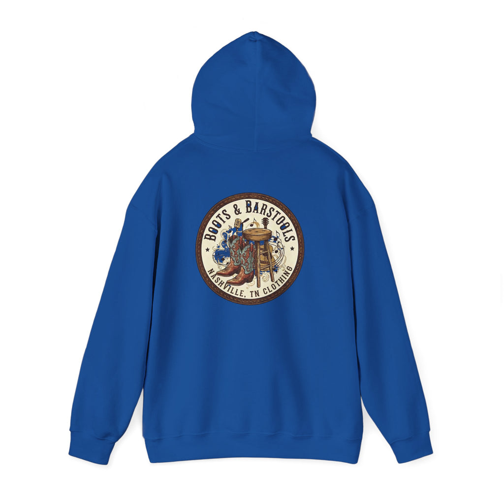 Boots & Barstools Retro Logo Hoodie — Nashville Bar Pub Sweatshirt