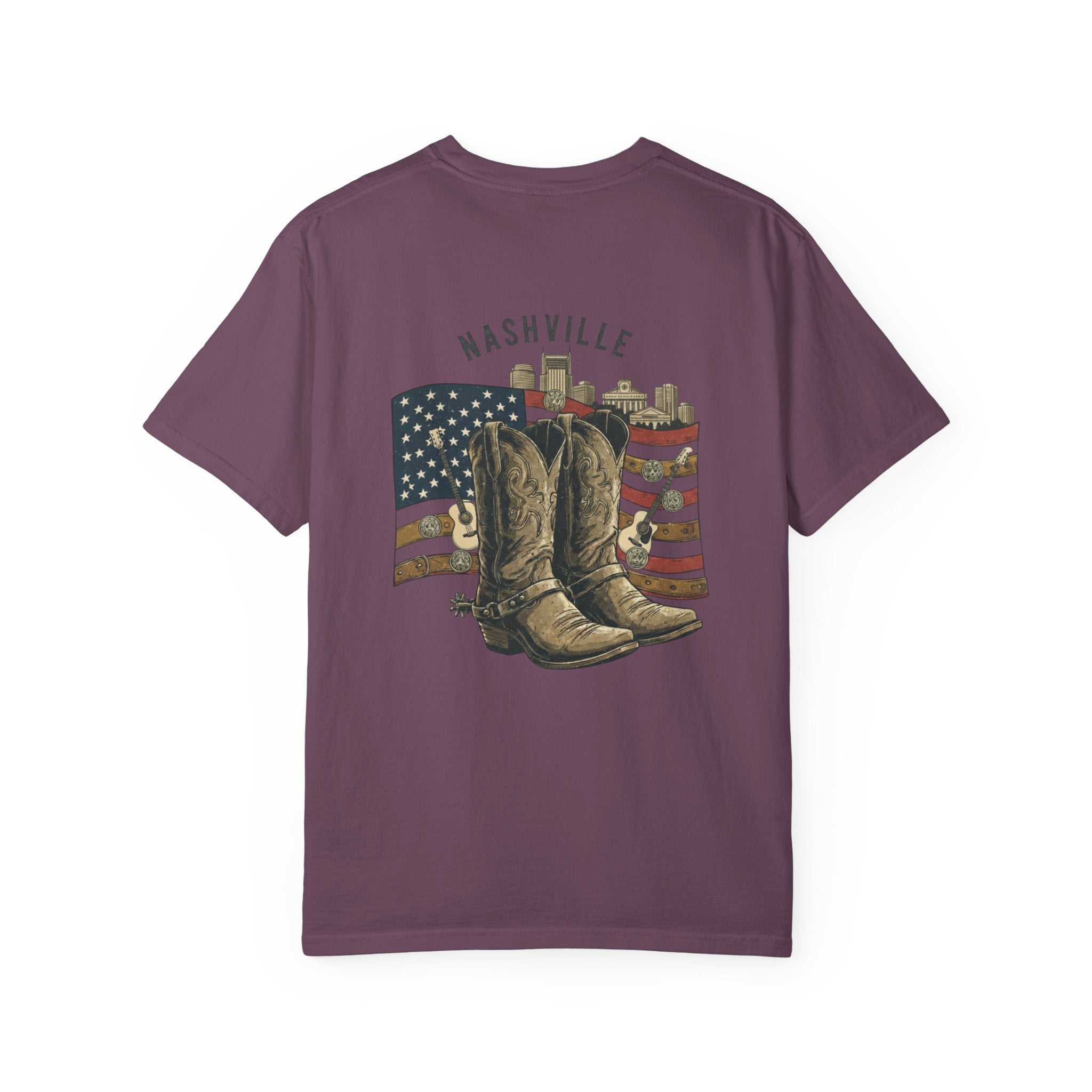 Nashville Cowboy Boots T-Shirt — Vintage American Flag Graphic