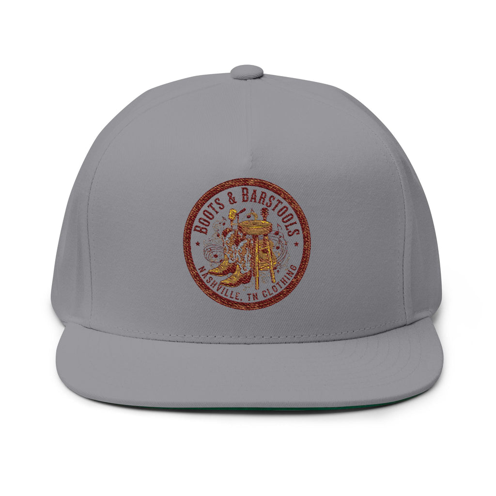 Vintage Boots Embroidered Flat Bill Cap