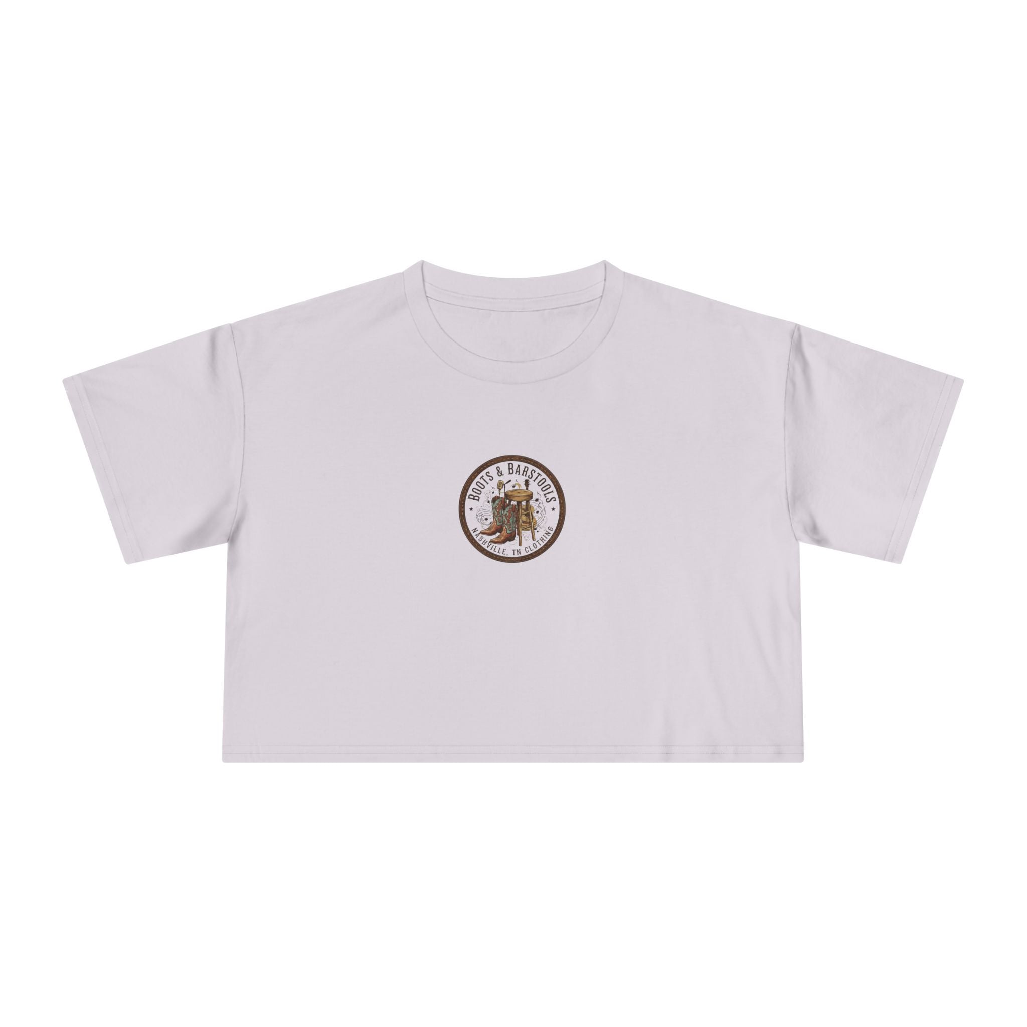 Western Boots & Barstools Crop Tee — Vintage Cowboy Rodeo Graphic
