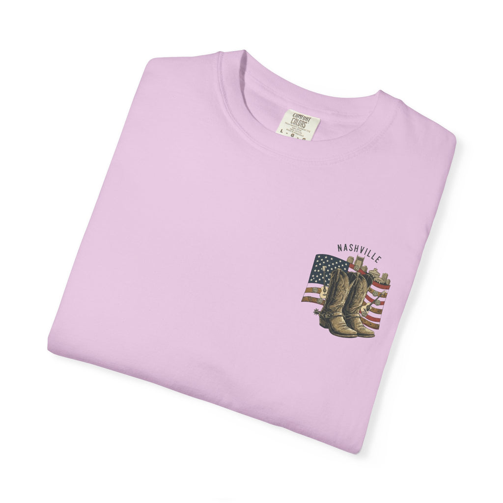 Nashville Cowboy Boots T-Shirt — Vintage American Flag Graphic