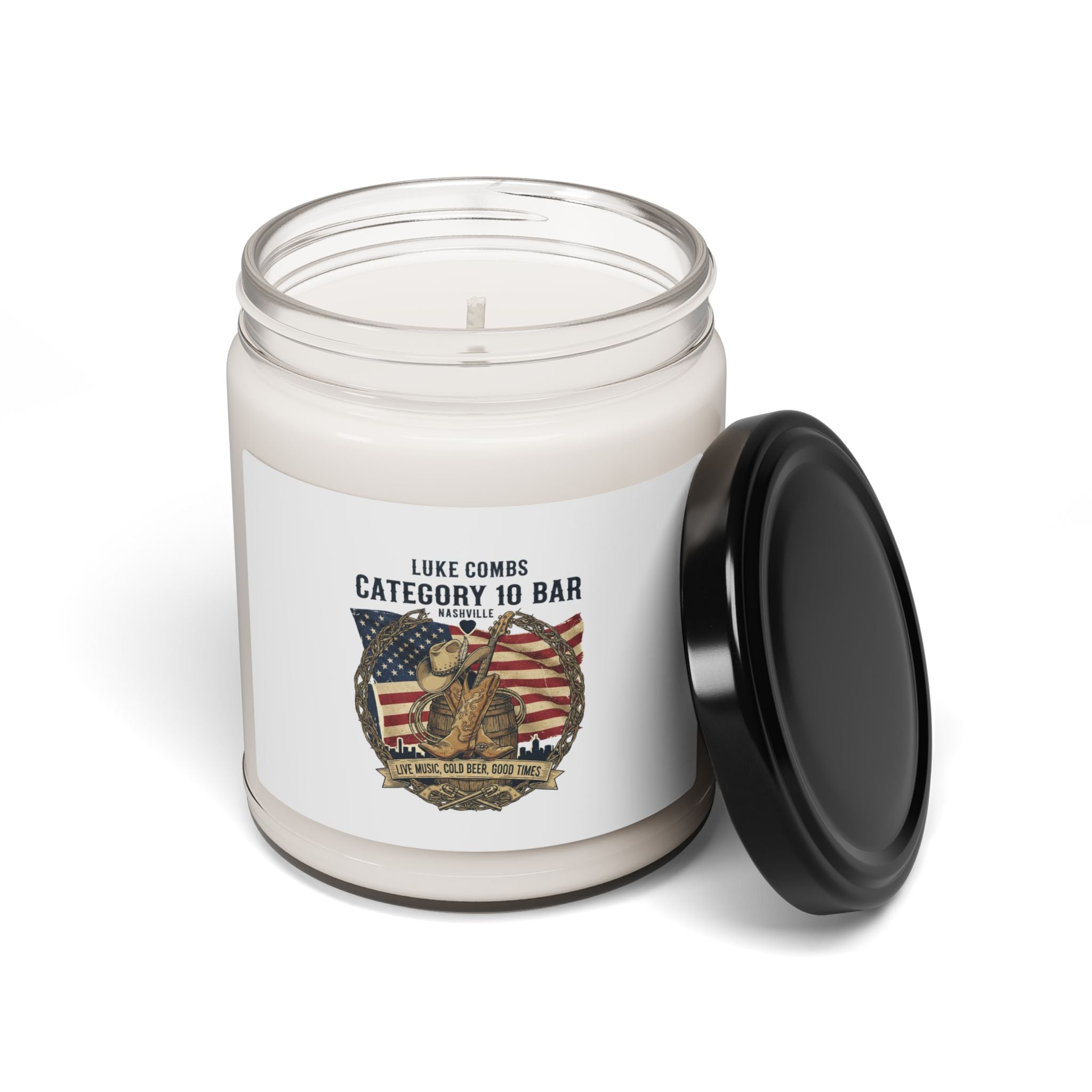 Soy Candle — Luke Combs “Category 10 Bar” Patriotic Scented Candle (9oz)