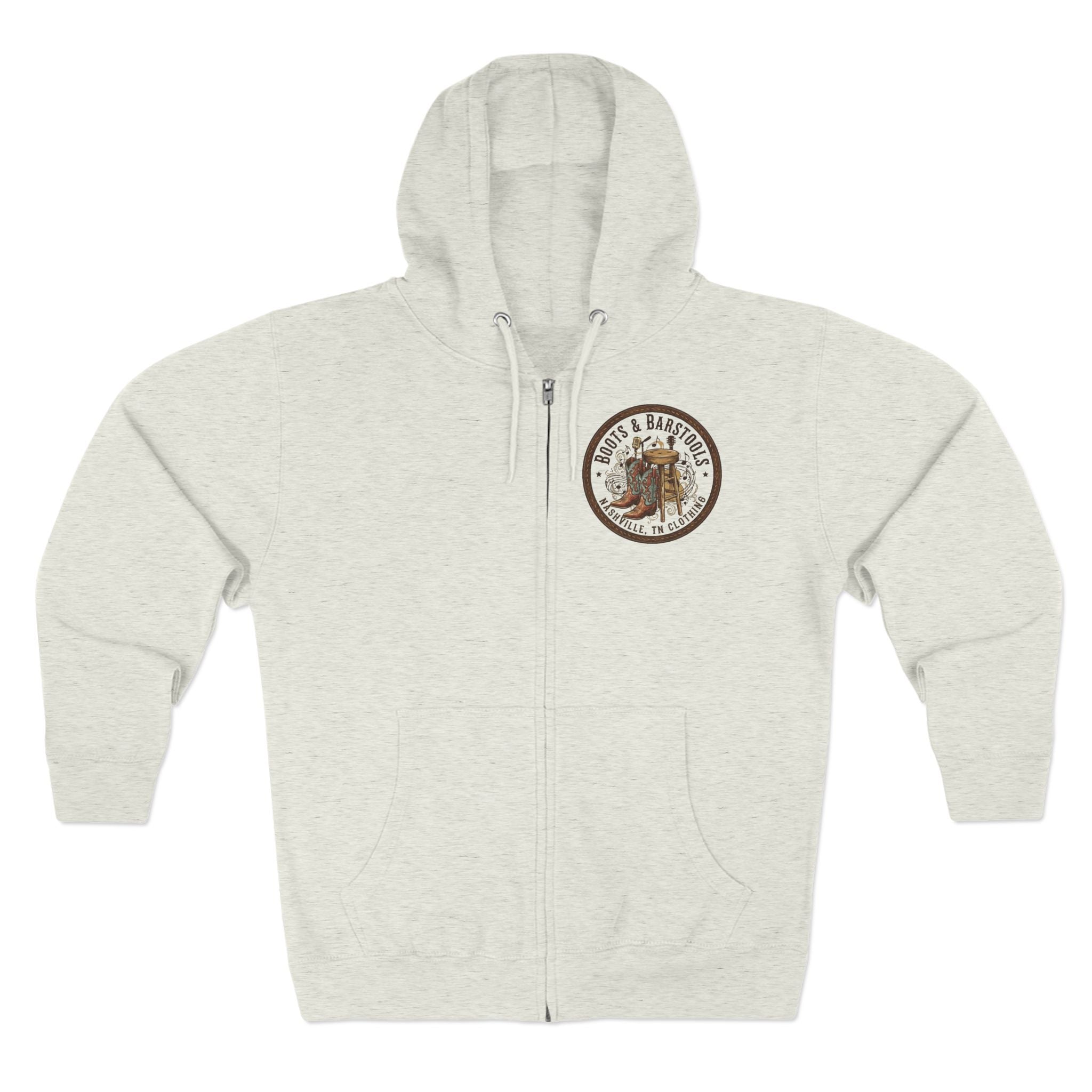 Nashville Memphis Americana Guitar Zip Hoodie — Vintage Flag Music Design