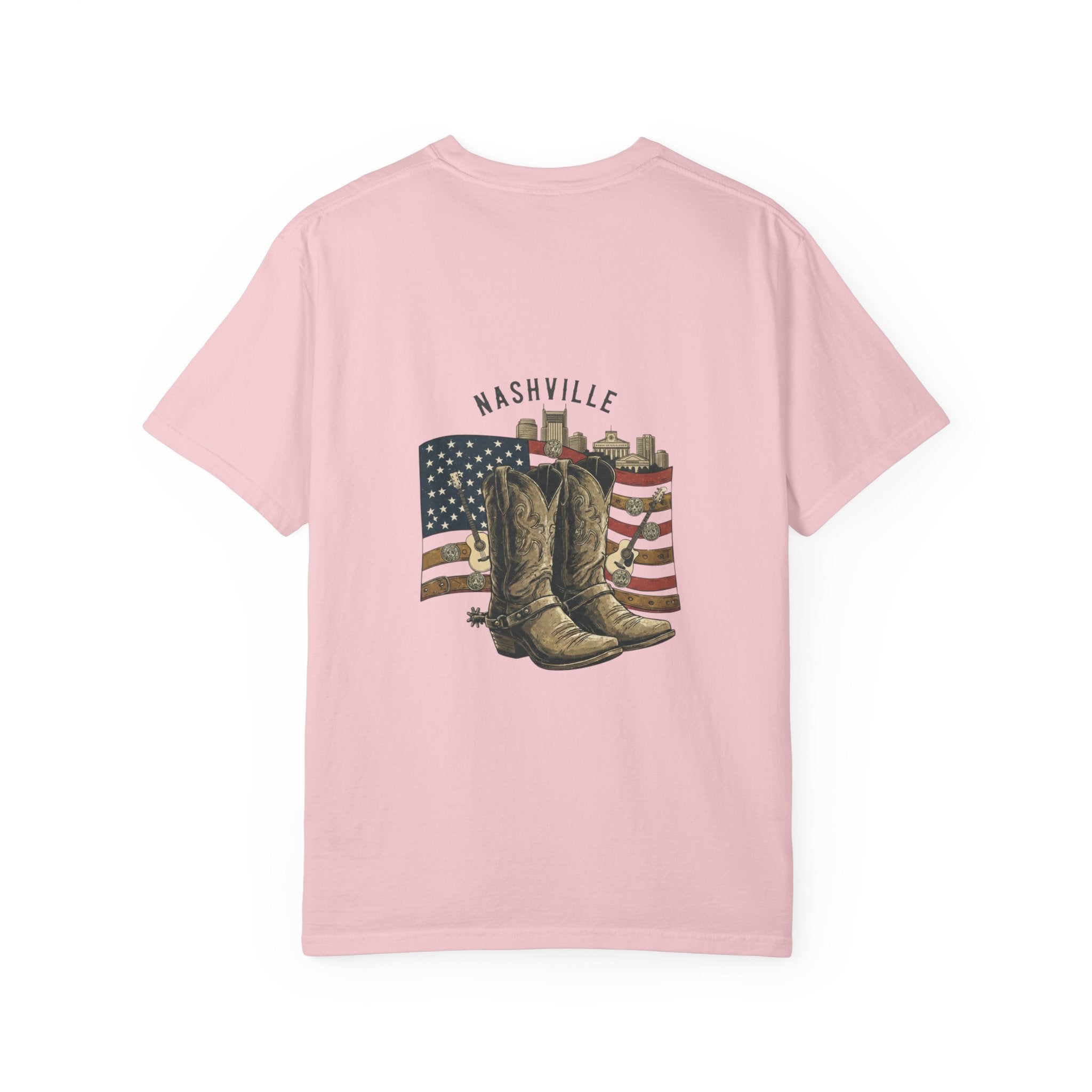 Nashville Cowboy Boots T-Shirt — Vintage American Flag Graphic