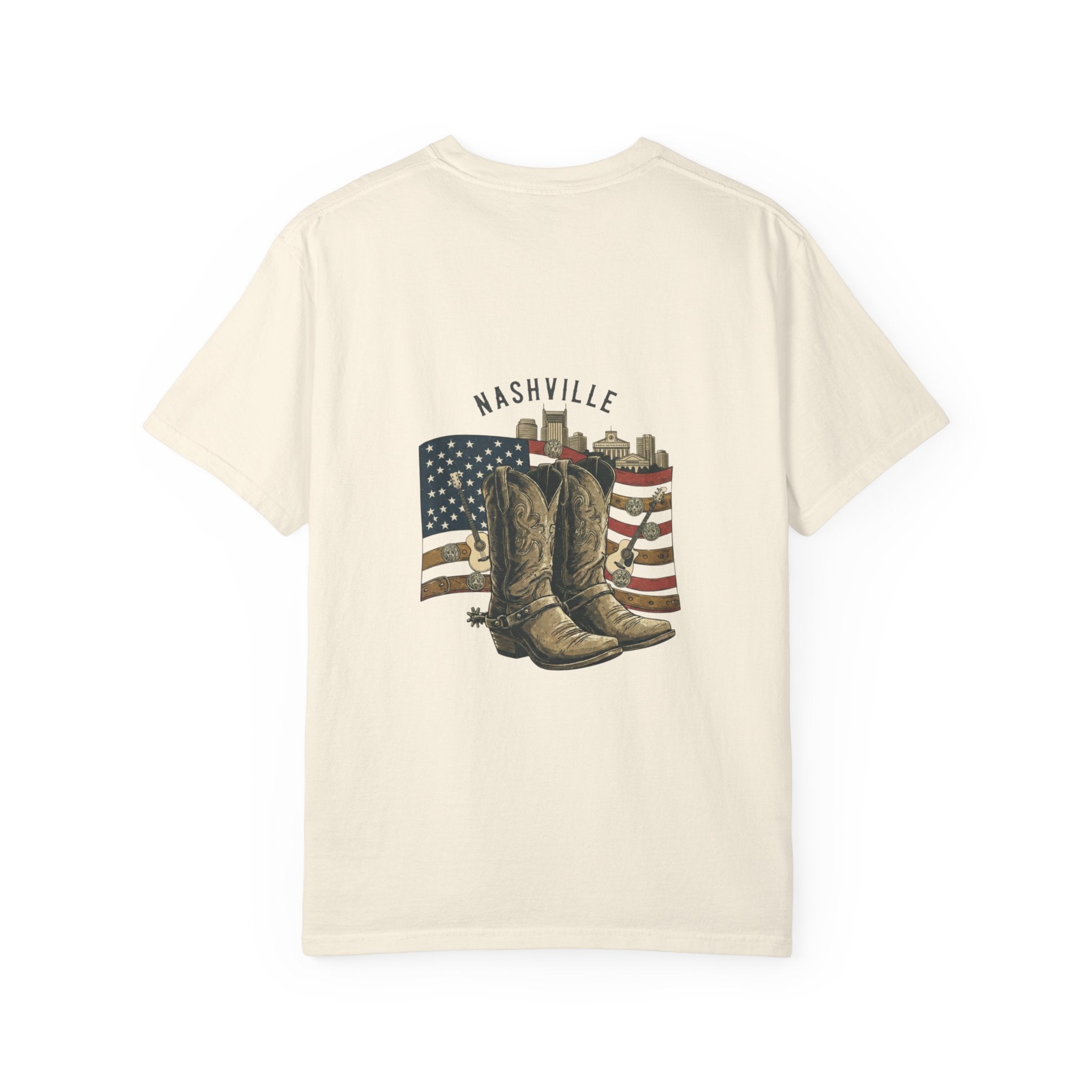 Nashville Cowboy Boots T-Shirt — Vintage American Flag Graphic