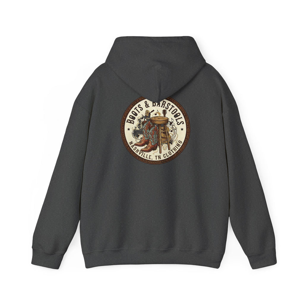 Boots & Barstools Retro Logo Hoodie — Nashville Bar Pub Sweatshirt